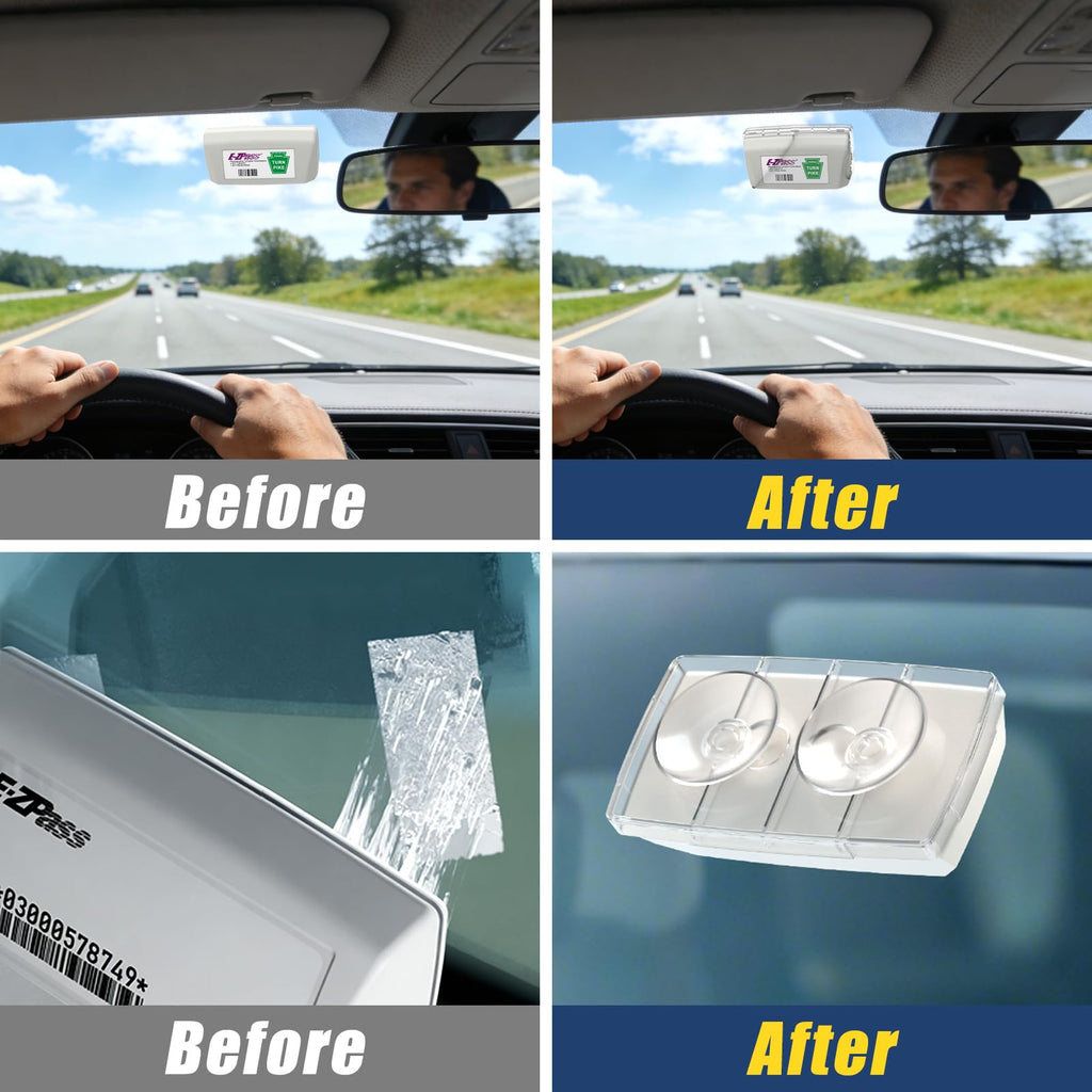 Zeyitian Ez Pass Holder Clear 1 Pack - Super Strong Suction Cups for Windshield, Toll Pass Transponder Holder for EZ Pass/iPass