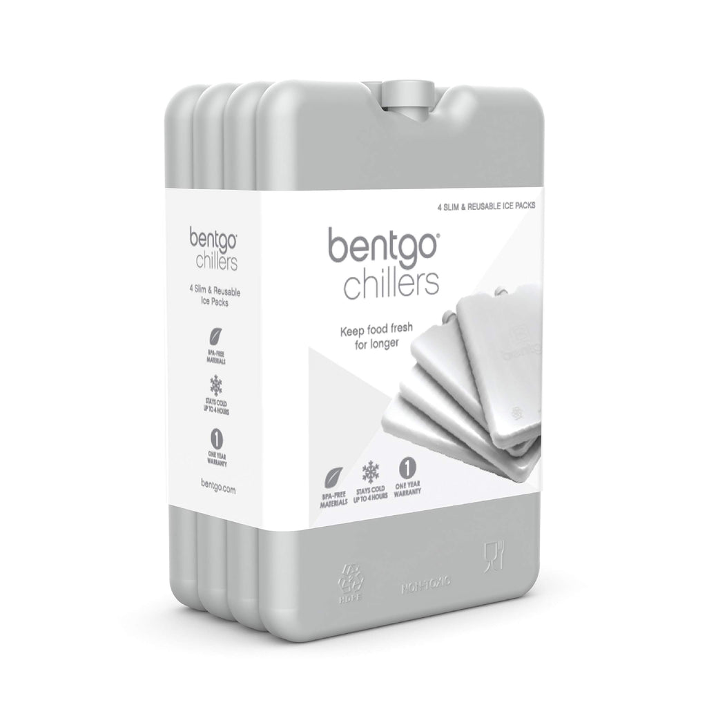 Bentgo Ice Lunch Chillers - Ultra-Thin Ice Packs Perfect for Everyday Use in Lunch Bags, Lunch Boxes and Coolers - 4 Pack (Gray)