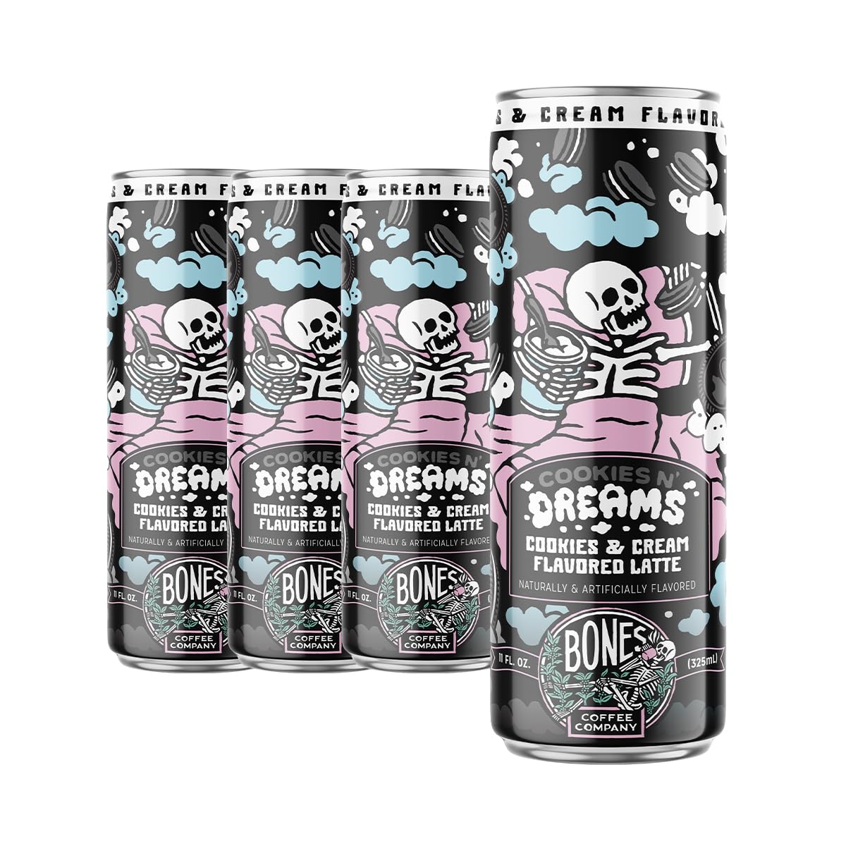 Bones Coffee Company S'mores Iced Coffee Latte - S'mores Flavored Canned Coffee Drink - 12 Pack Cans - 11 Oz Each