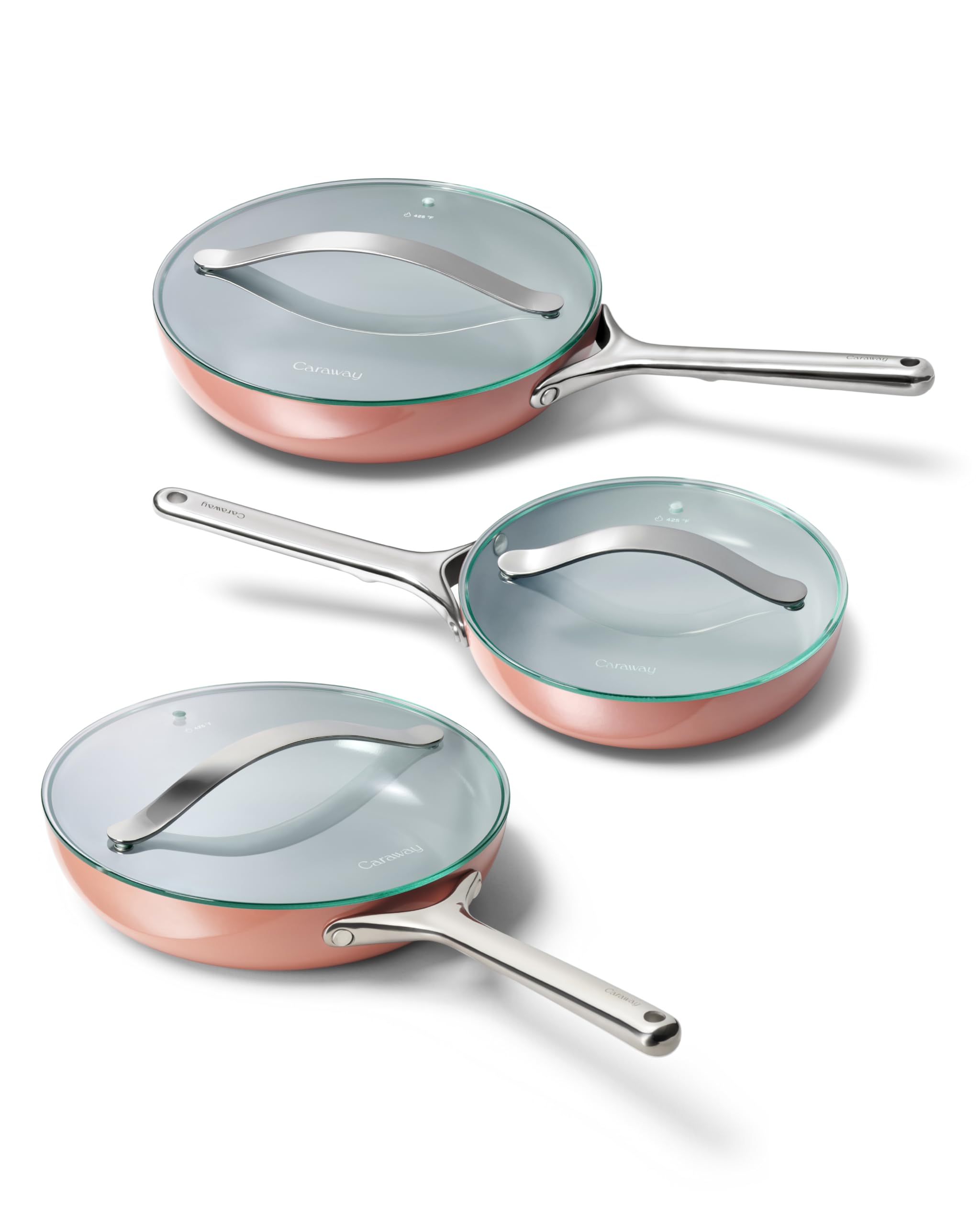 Caraway Nonstick Ceramic Frying Pan With Glass Lid (2.7 qt, 10.5") - Non Toxic, PTFE & PFOA Free - Oven Safe & Compatible with All Stovetops (Gas, Electric & Induction) - Cream