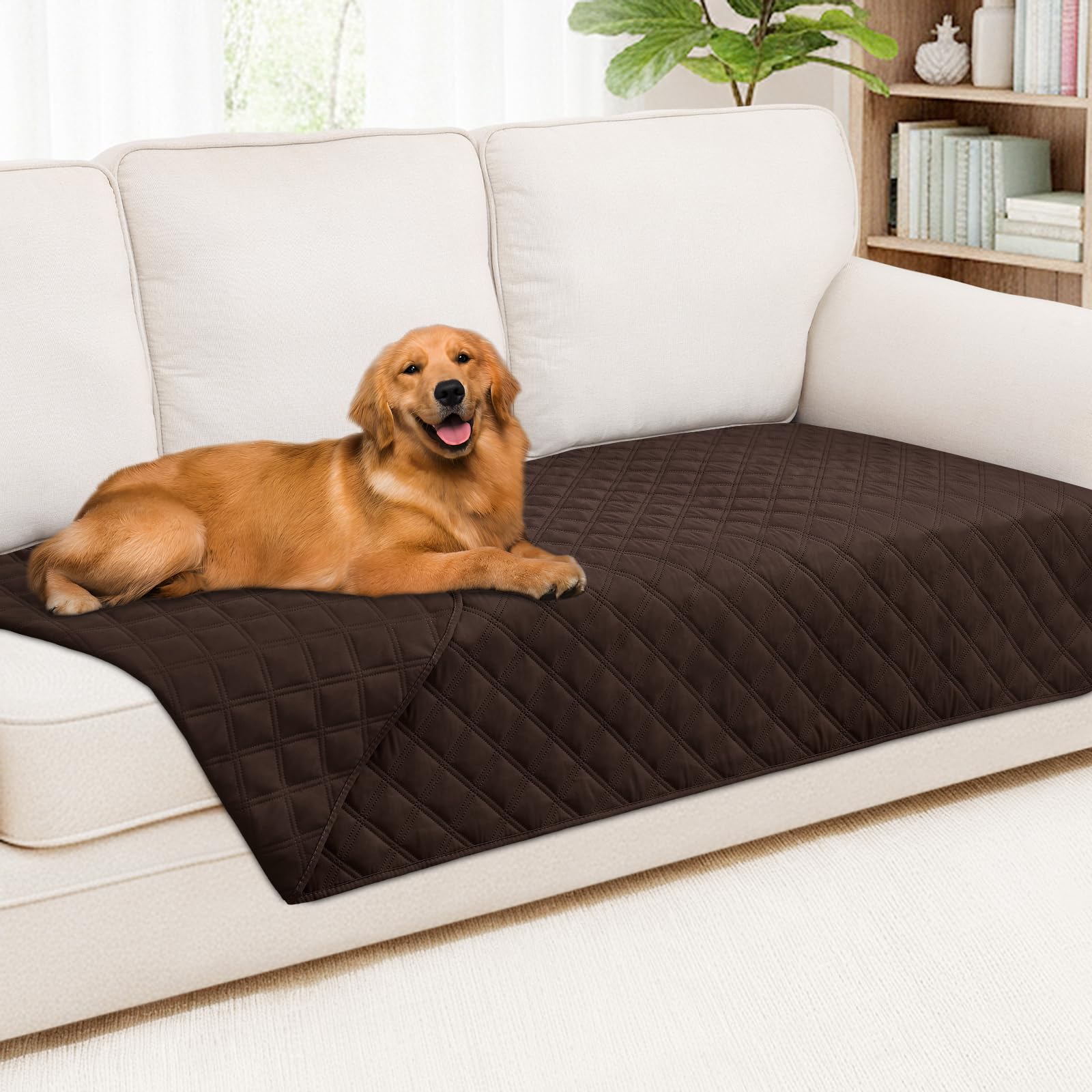 Smiry Waterproof Couch Covers for Dogs Washable, Reversible Pet Couch Covers for 3 Cushion Sofa Pet Friendly, Soft Sofa Furniture Protector for Dogs Cat Kids, Checkered (30"x70", Grey/Dark Grey)