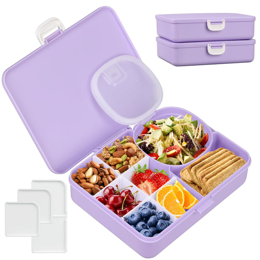 Snack Box Container for Kids Adults Reusable Snackle Box with Adjustable Dividers Airtight Snack Organizer with Compartents Toddler Bento Lunch Box Leak Proof for Office,School,Travel,Outdoor