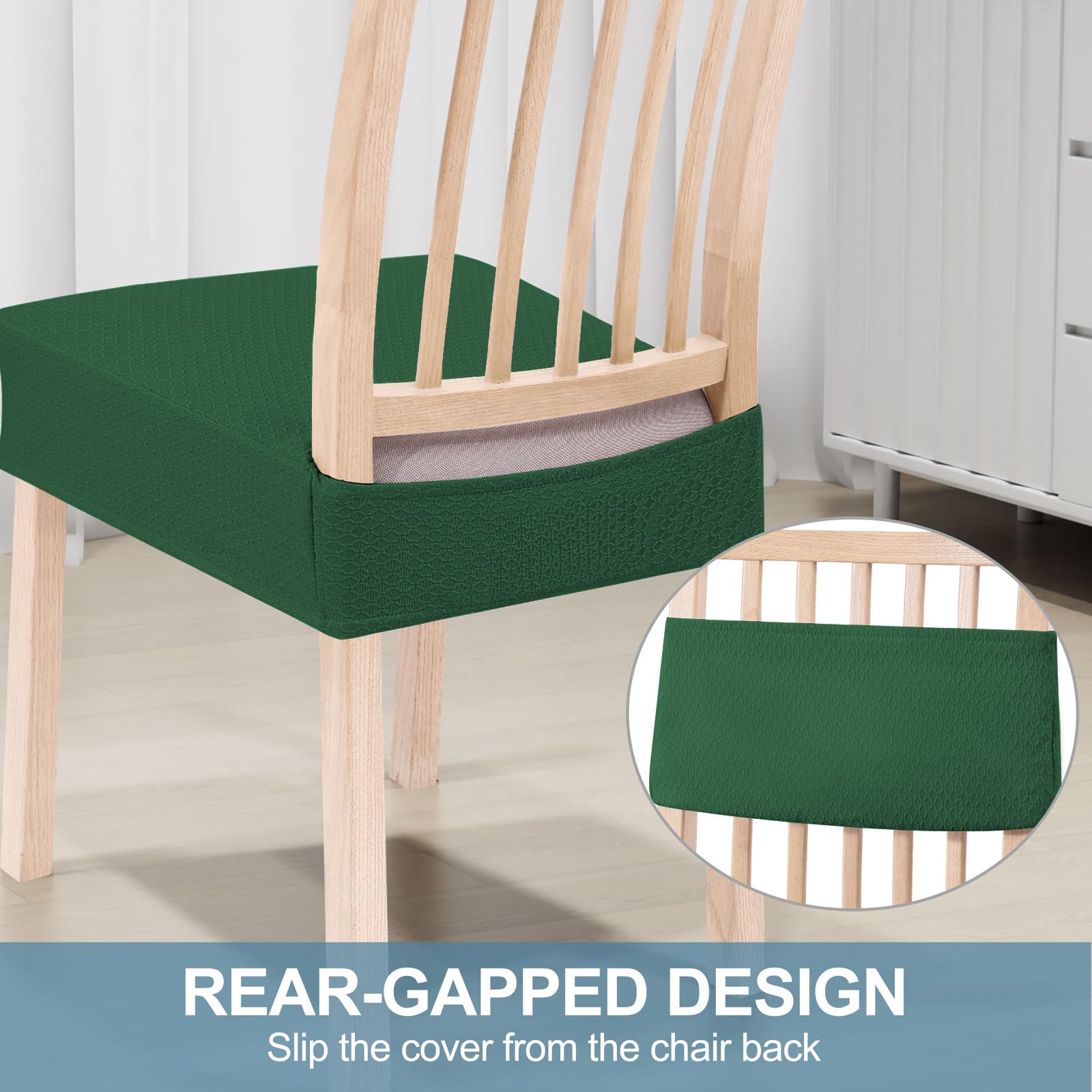 Smiry Stretch Jacquard Seat Covers for Dining Room Chairs Set of 6, Removable Washable Chair Seat Protector Slipcovers, No Rear Covers, Beige