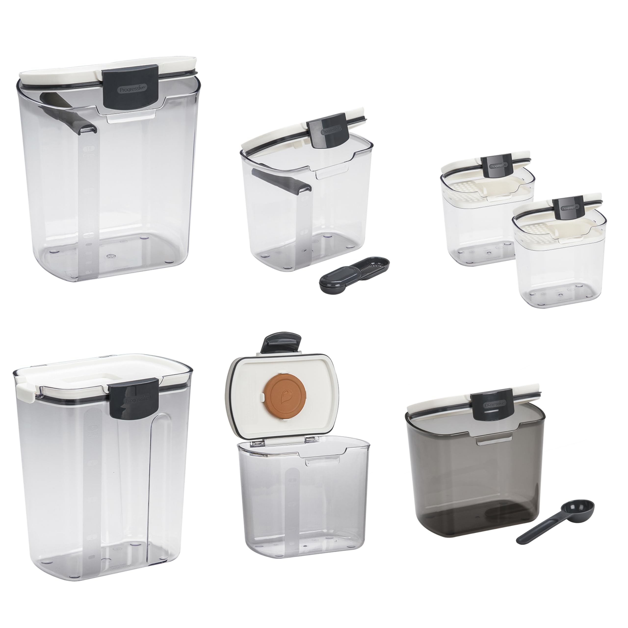 Progressive ProKeeper Baker's Airtight Kitchen Storage Canister Container Set for Flour, Sugar & More, Keeps Ingredients Fresh, with Accessories (Multicolor, 6- Piece)