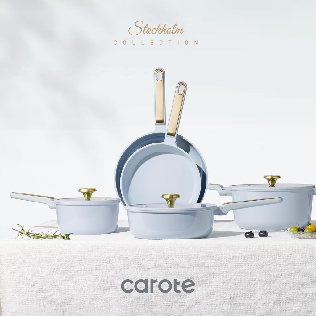 CAROTE Ceramic Cookware Set Nonstick, 14pcs Pots and Pans Set Nonstick, Non-Toxic & PFAS-Free, Dishwasher, RV/Camping Cookware Set, Cooking Pots with Lids, Charcoal Black