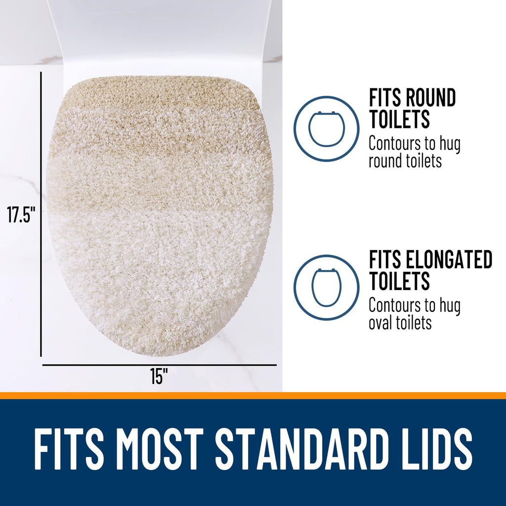 OLANLY Soft Microfiber Bathroom Toilet Lid Cover, Machine Washable Seat Covers, 17.5x15, Stays in Place Rubber Backing, Fits Most Round, Elongated and Oblong Lids, Accessories Decor, Gray