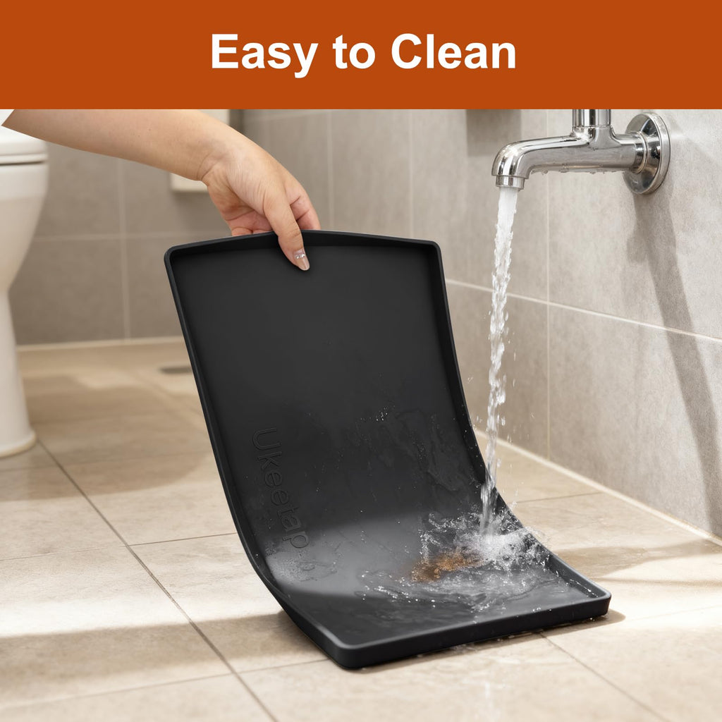 Extra Thick Silicone Mat Waterproof with Raised Edge 34" x 22", Under Sink Mat for Kitchen & Bathroom, Kitchen Cabinet Liner, Multi-Purpose for Storage & Protection, Gray