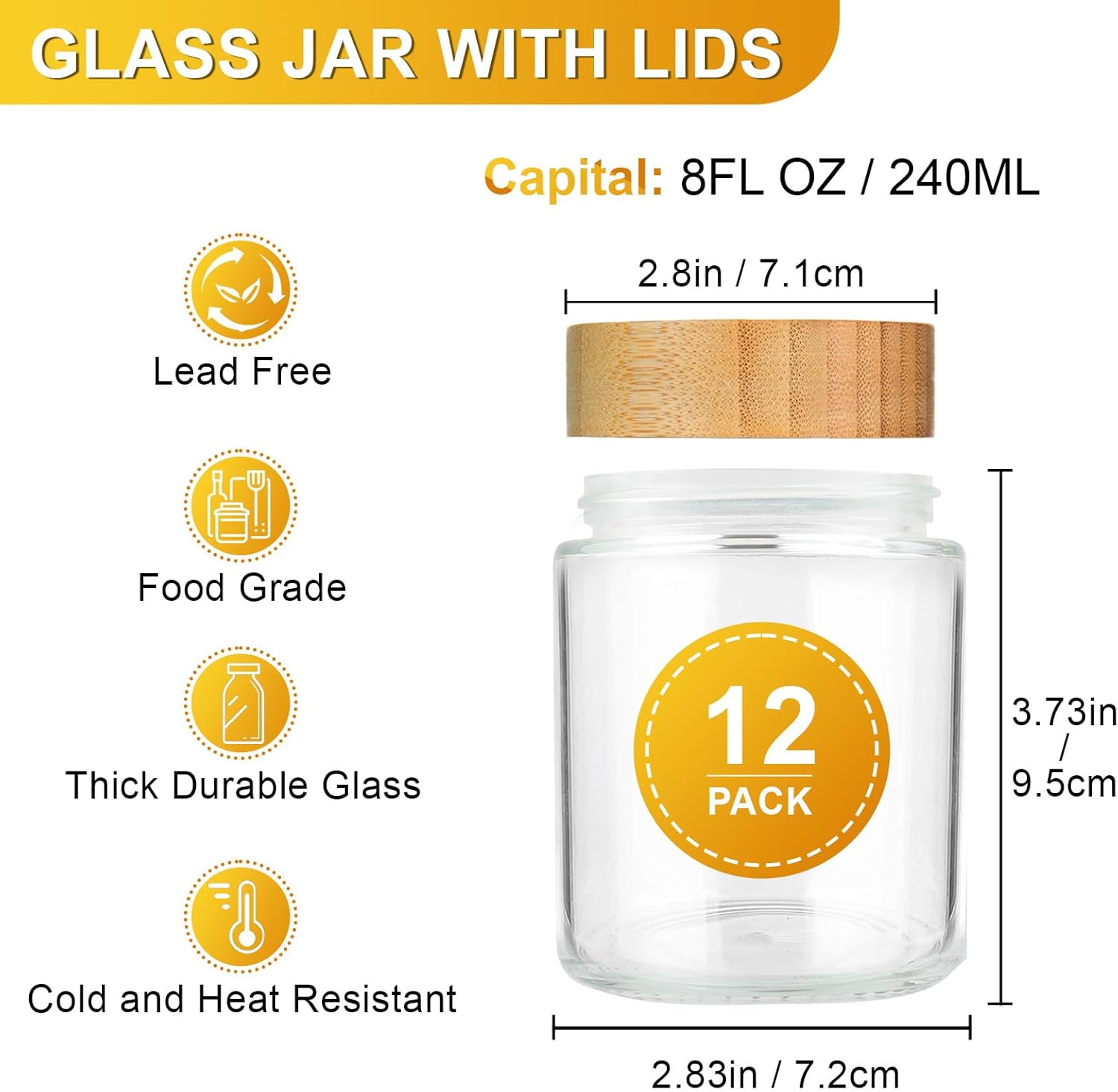 AISIPRIN 4oz Spice Jars with Lable 24 pcs & 8oz Spice Jars with Lable 12 pcs