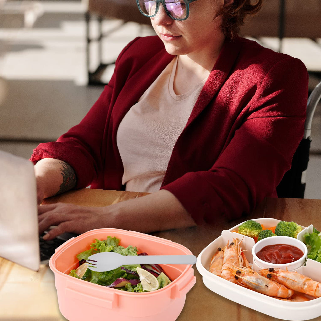 Freshmage Salad Lunch Container To Go, 52-oz Salad Bowls with 3 Compartments, Salad Dressings Container for Salad Toppings, Snacks, Men, Women (Blue)