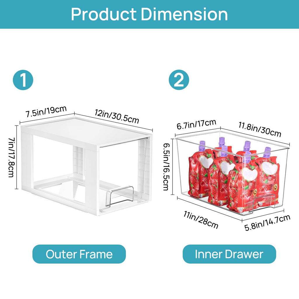 Vtopmart 4 Pack Large Stackable Storage Drawers,Easily Assemble Acrylic Bathroom Closet Undersink Organizers and Storage,Plastic Bins for Kitchen Cabinets,Pantry,Makeup,Medicine Organization