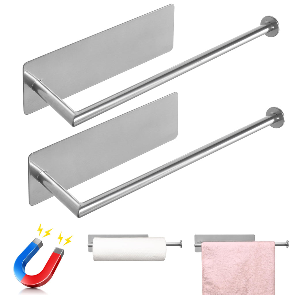 RedCall 2 Pack Magnetic Paper Towel Holder for Fridge,Black Kitchen Towel Holder for Refrigerator/BBQ Grills/Griddles Toolbox/RV,Powerful Magnetic Towel Bar,Kitchen Bathroom Organizers and Storage