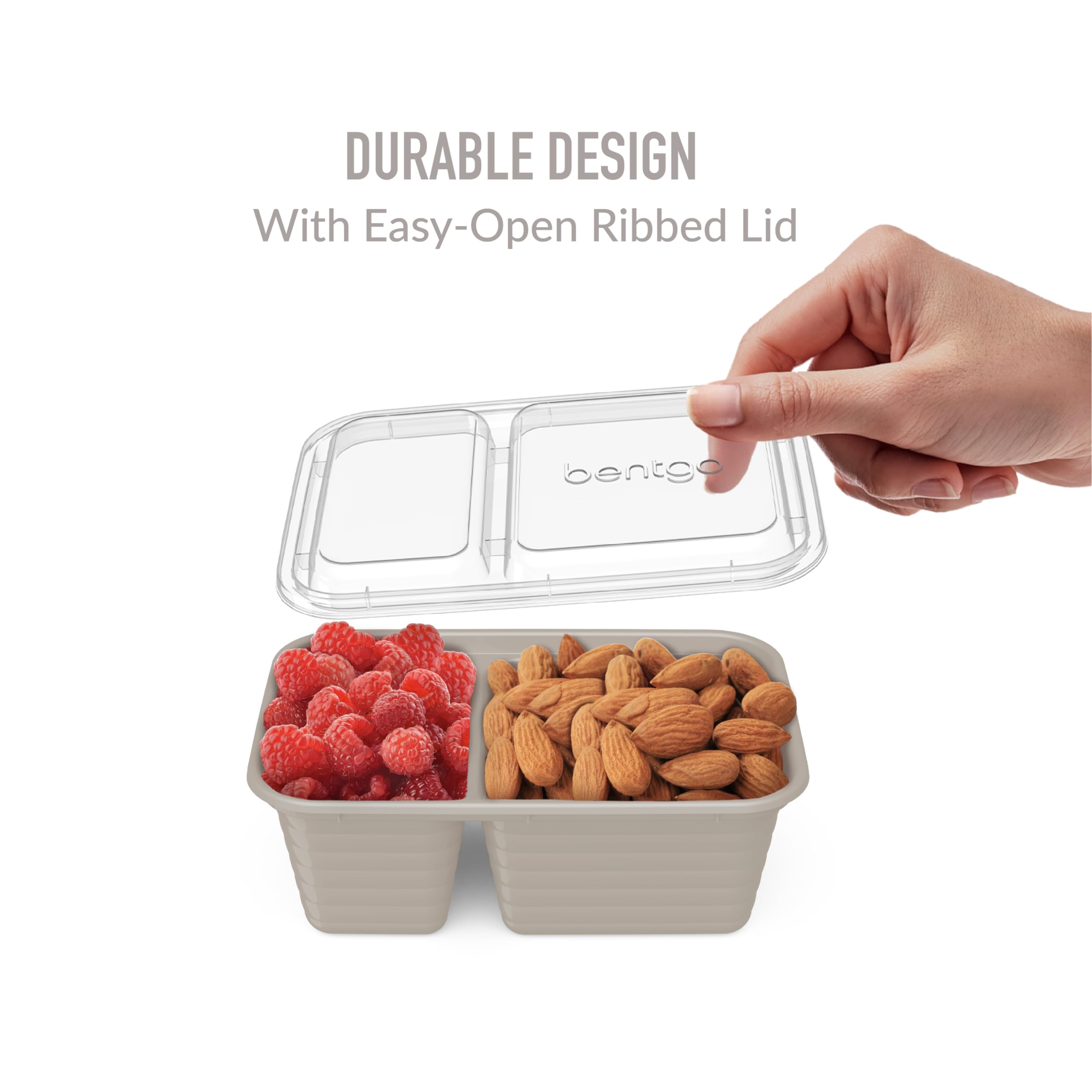 Bentgo Prep - 2-Compartment Snack Containers with Lids - Reusable, Microwaveable, Durable, PFAS & BPA-Free, Freezer, & Dishwasher-Safe Meal Prep Food Storage - 10 Trays & 10 Lids (Basil Glitter)