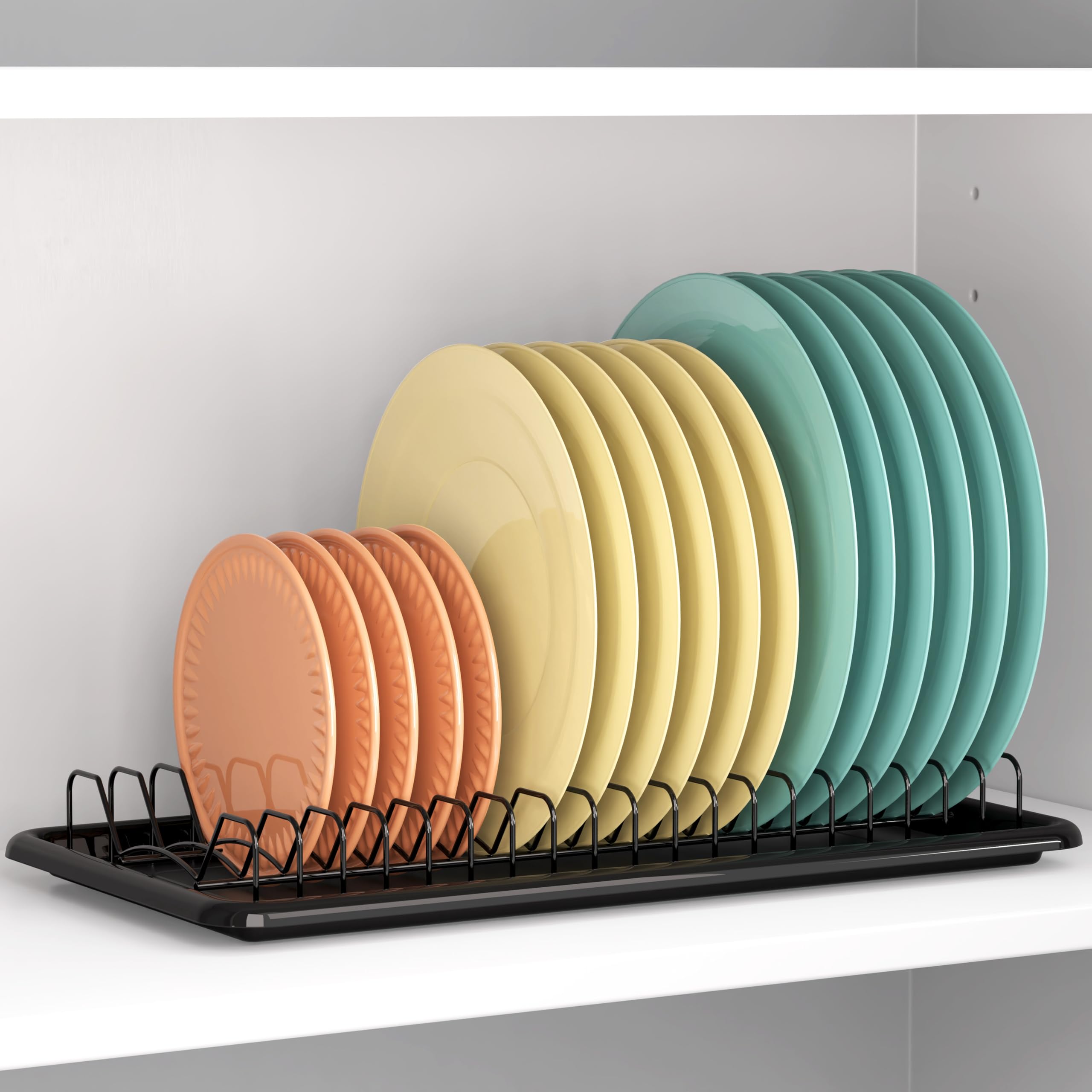 Simple Houseware Stainless Steel Plate Drying Rack with Drainboard, Chrome