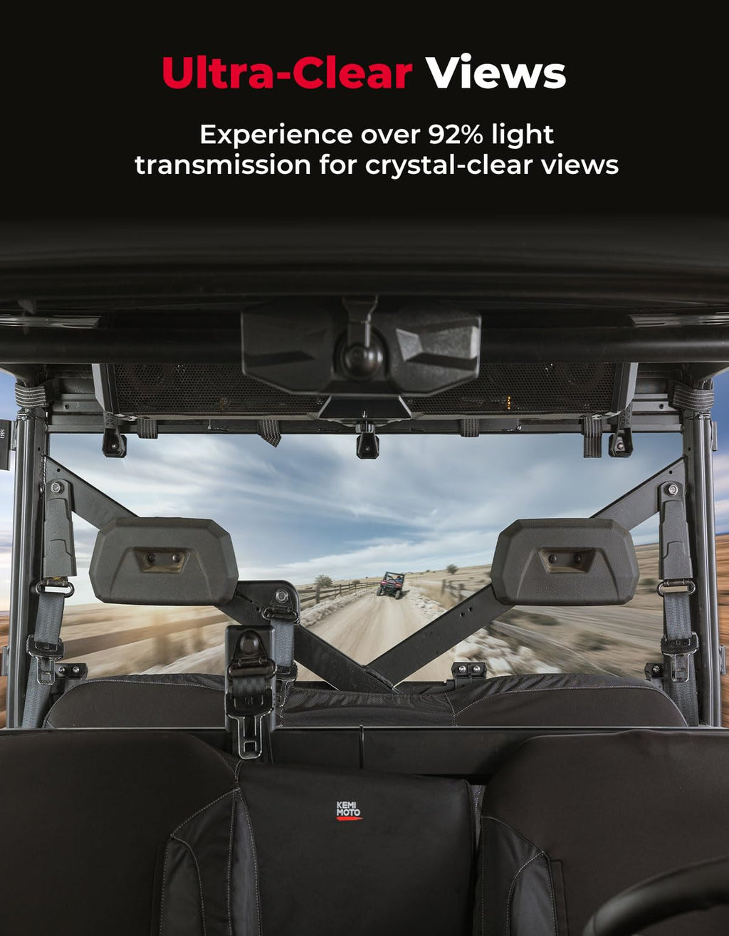 KEMIMOTO Hard Coated Rear Window, Pre-installed Back Windshield Compatible with Polaris Ranger XP 1000/Crew 2017-2026, Polaris Ranger 1000/Crew 2020-2026, Ranger XP 900/Crew 2013-2019