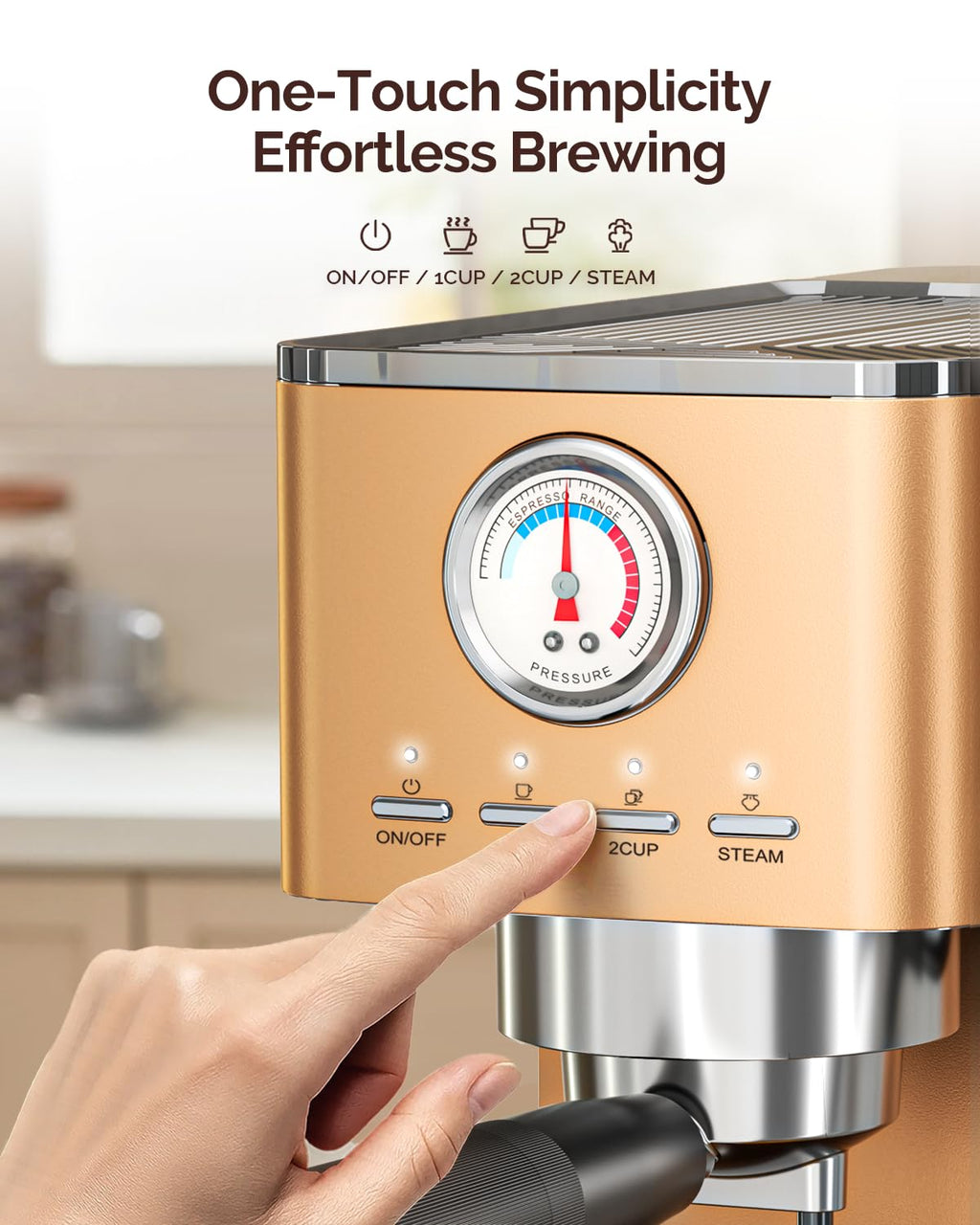 Maestri House Espresso Machine, 20 Bar ULKA Pump, Compact Espresso Maker Built-in Flow Meter Steam Milk Frother, Stainless Steel Coffee Machine for Cappuccino, Latte (Black)