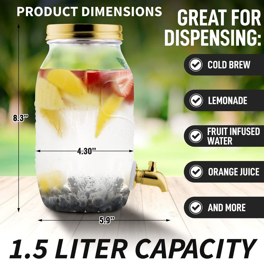 Zulay 1 Gallon/128oz Cold Brew Coffee Maker – Thick Glass Pitcher with Stainless Steel Filter, Lid & Spout – Large Mason Jar Container Dispenser - Iced Coffee & Sun Tea Brewer for Fridge – Silver
