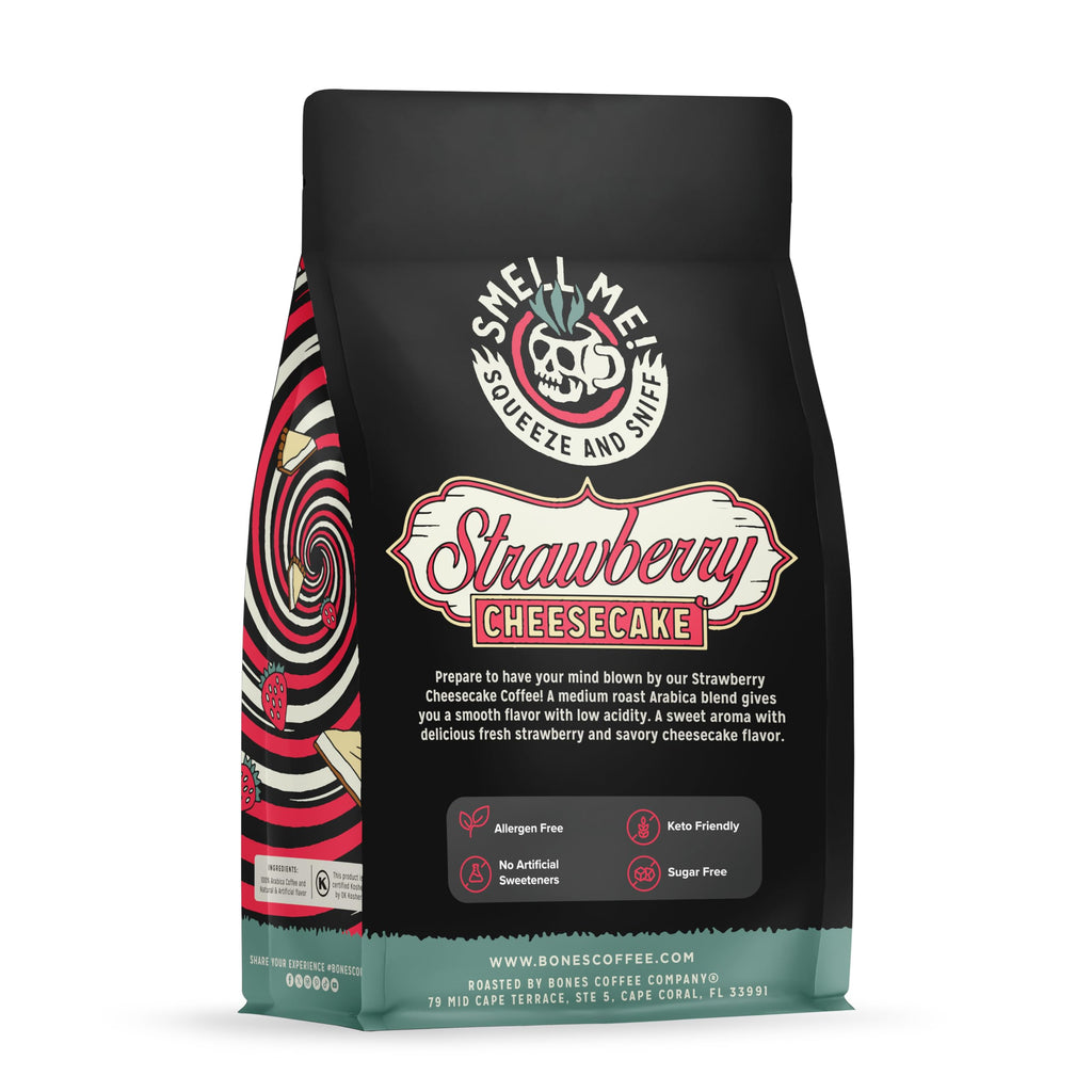 Bones Coffee Company Highland Grog, Butterscotch Caramel Flavored Coffee, Medium Roast Low Acid Arabica Beans Compatible with Auto drip and French Press Coffee Maker, 12 Oz Ground
