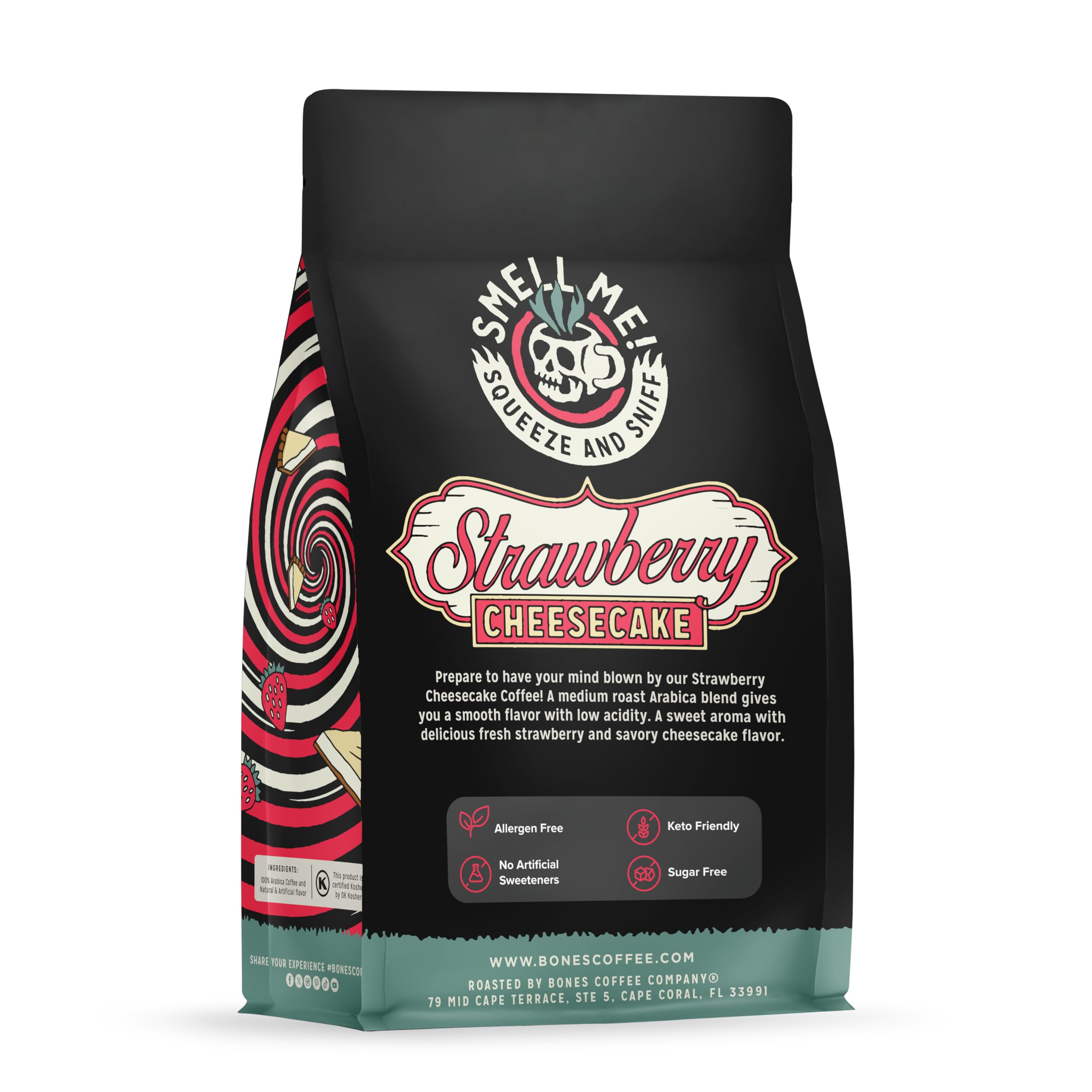 Bones Coffee Company Highland Grog, Butterscotch Caramel Flavored Coffee, Medium Roast Low Acid Arabica Beans Compatible with Auto drip and French Press Coffee Maker, 12 Oz Ground