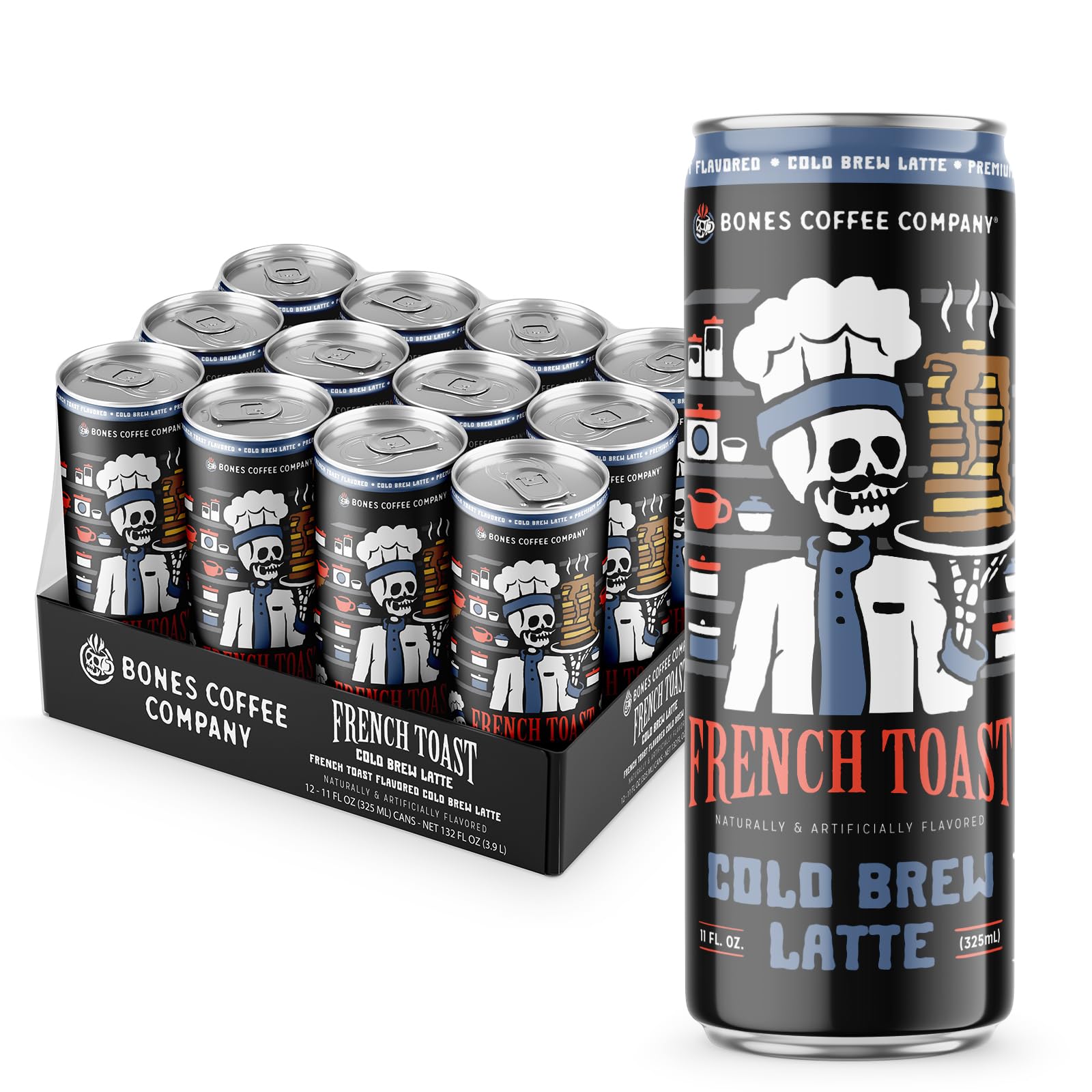 Bones Coffee Company S'mores Iced Coffee Latte - S'mores Flavored Canned Coffee Drink - 12 Pack Cans - 11 Oz Each