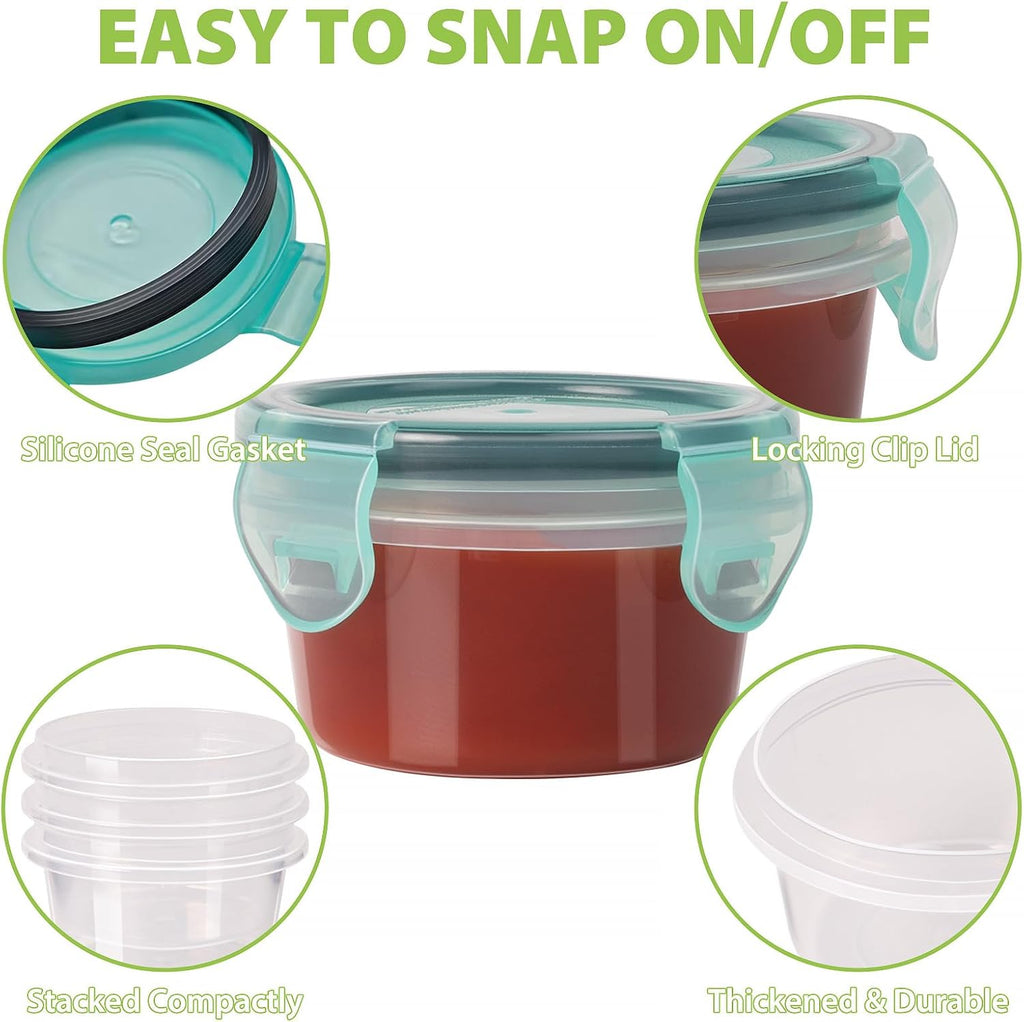 Freshmage [6 Pack 2.4oz Stainless Steel Dressing Container with Silicone Lids and [6 Pack] 2.7 oz Small Condiment Containers