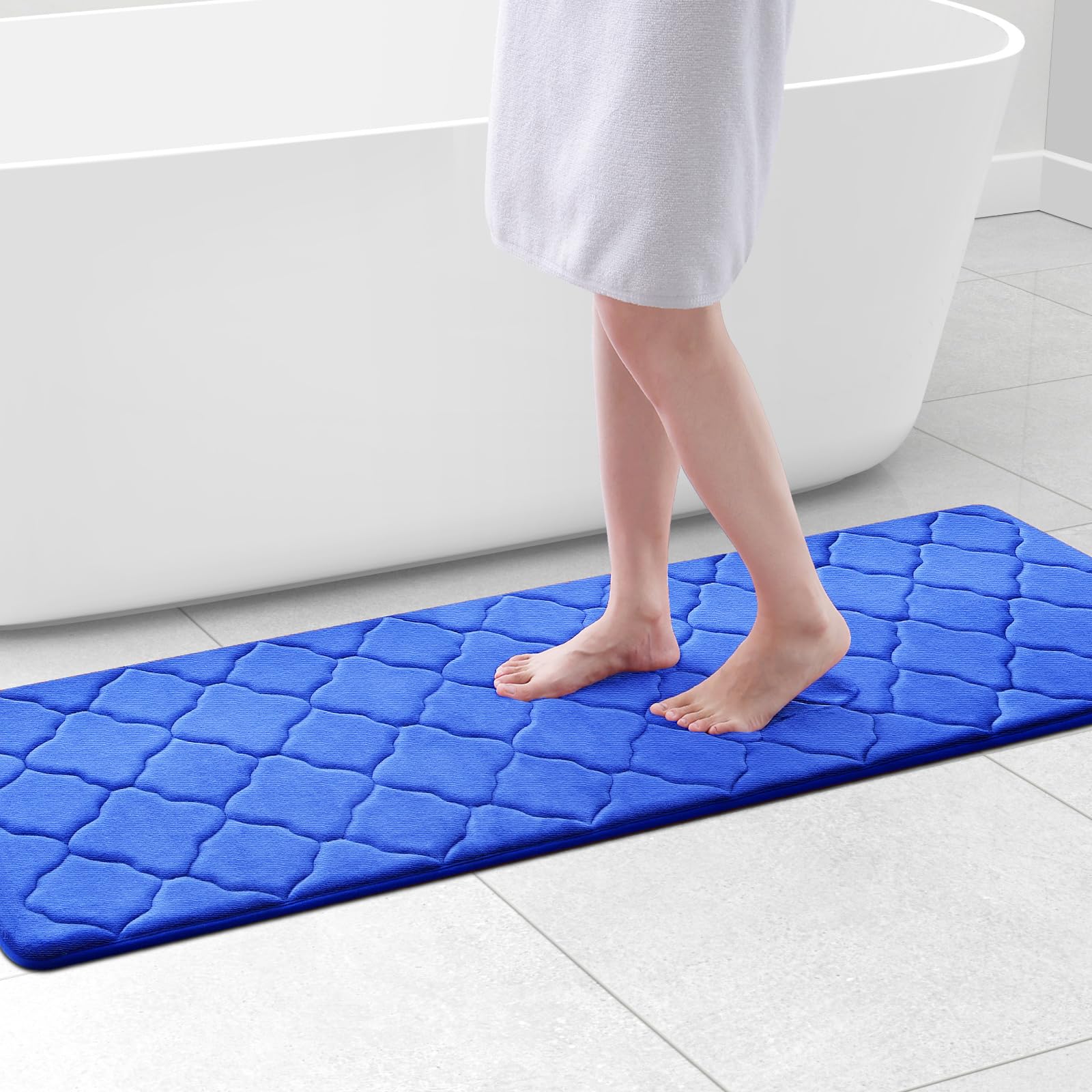 OLANLY Memory Foam Bath Mat Rug 24x16, Ultra Soft and Absorbent Bathroom Rugs, Non-Slip, Comfortable, Machine Washable Bath Carpet for Bathroom Floor, Tub, Shower and Home Decor Accessories, Black