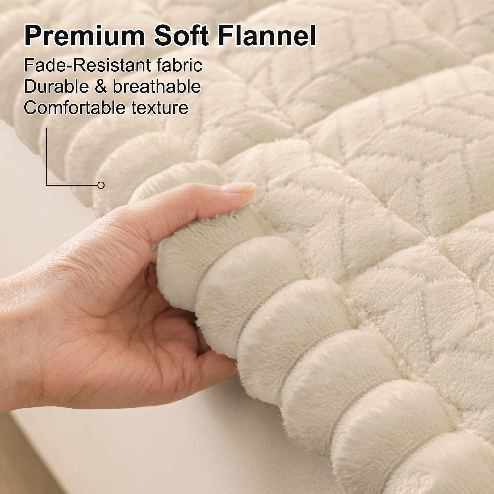 Smiry Non Slip Couch Covers for Dogs, Fuzzy Pet Couch Covers for 2-3 Cushion Sofa Pet Friendly, Soft Sofa Slipcovers Cushion Furniture Protector Washable (Beige, 27.6" x 59")