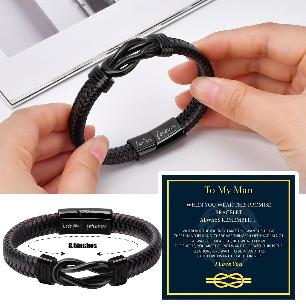 Bracelets Gifts for Men: Valentines Day Gifts for Him Leather Couples Bracelets Anniversary Romantic Gifts for Boyfriend Husband from Wife Valentine's Birthday Christmas