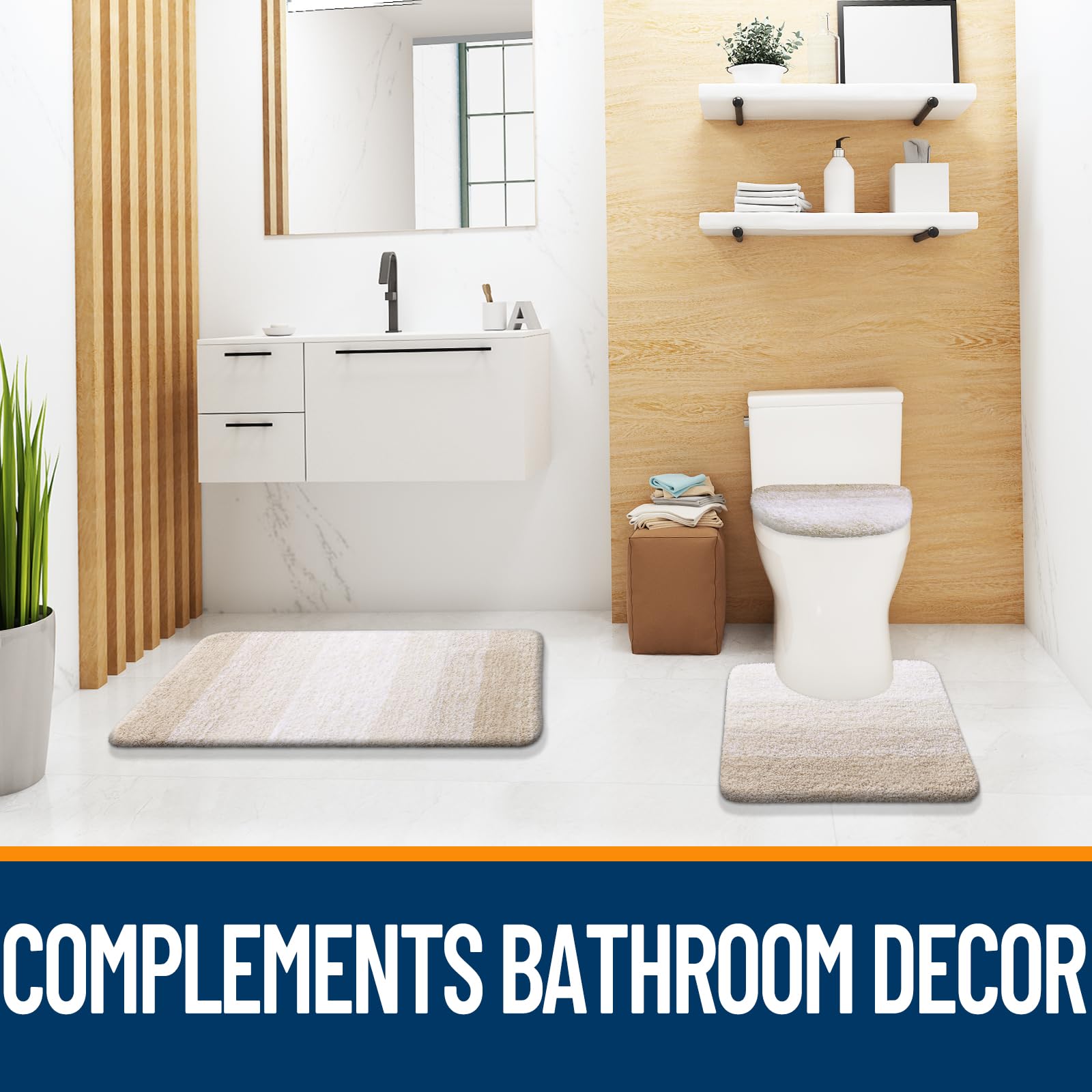 OLANLY Soft Microfiber Bathroom Toilet Lid Cover, Machine Washable Seat Covers, 17.5x15, Stays in Place Rubber Backing, Fits Most Round, Elongated and Oblong Lids, Accessories Decor, Gray