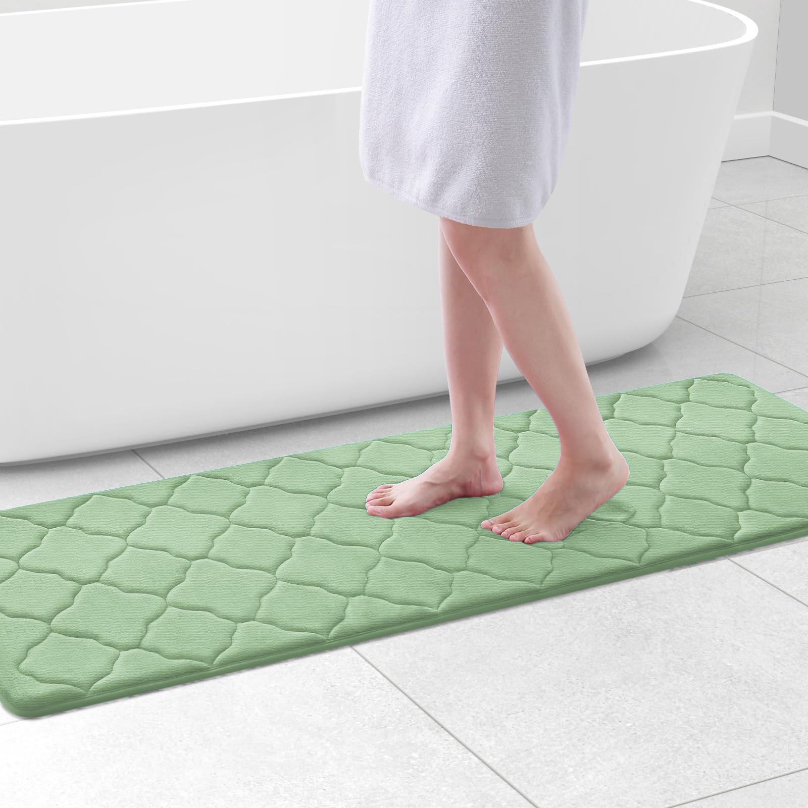 OLANLY Memory Foam Bath Mat Rug 24x16, Ultra Soft and Absorbent Bathroom Rugs, Non-Slip, Comfortable, Machine Washable Bath Carpet for Bathroom Floor, Tub, Shower and Home Decor Accessories, Black