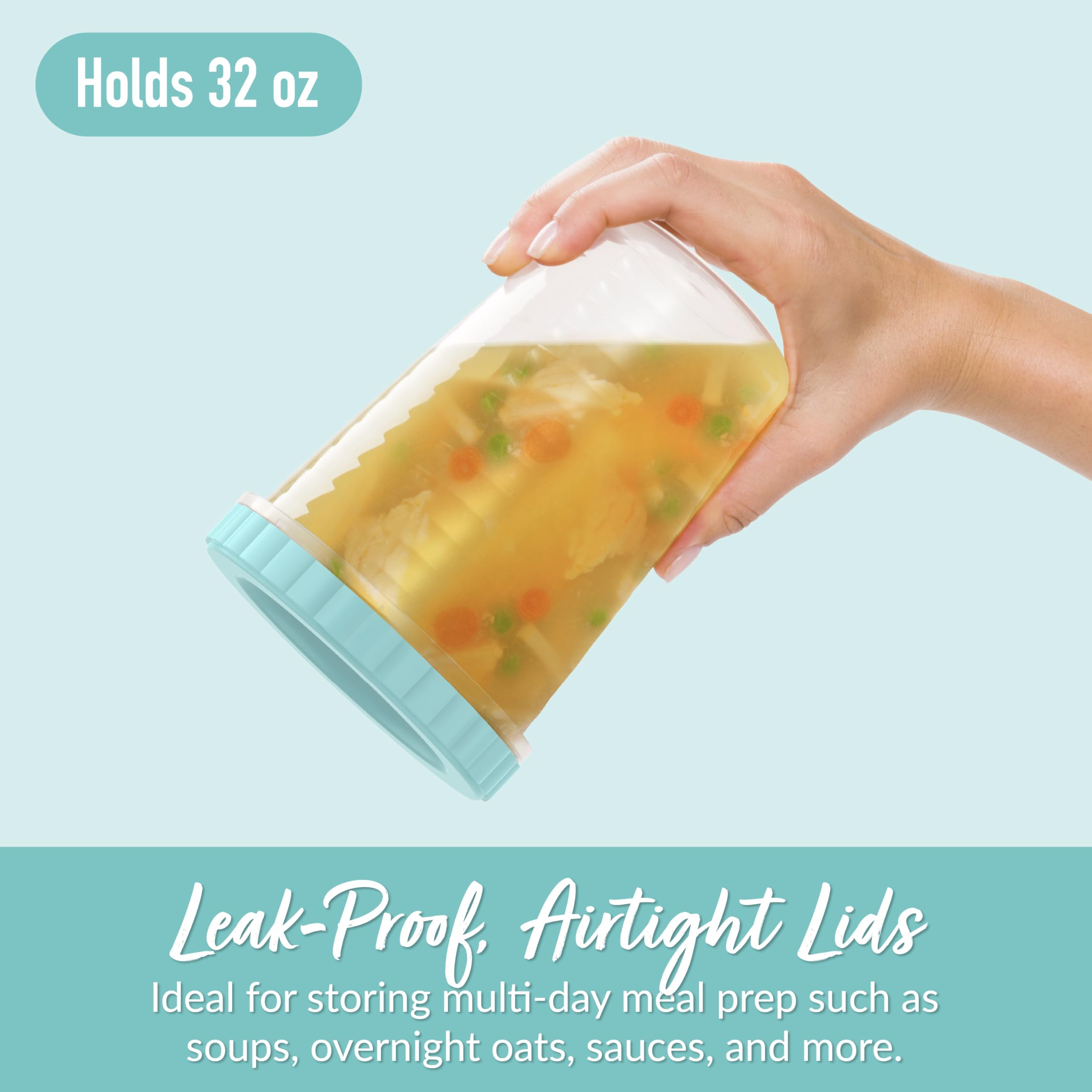Bentgo Prep - 20 Piece 8 fl oz Leak-Proof Deli Containers with Lids, Food Storage for Meal Prep, Twist-Top, Reusable, PFAS & BPA-Free, Stackable, Microwave, Freezer, & Dishwasher Safe (Honeydew)