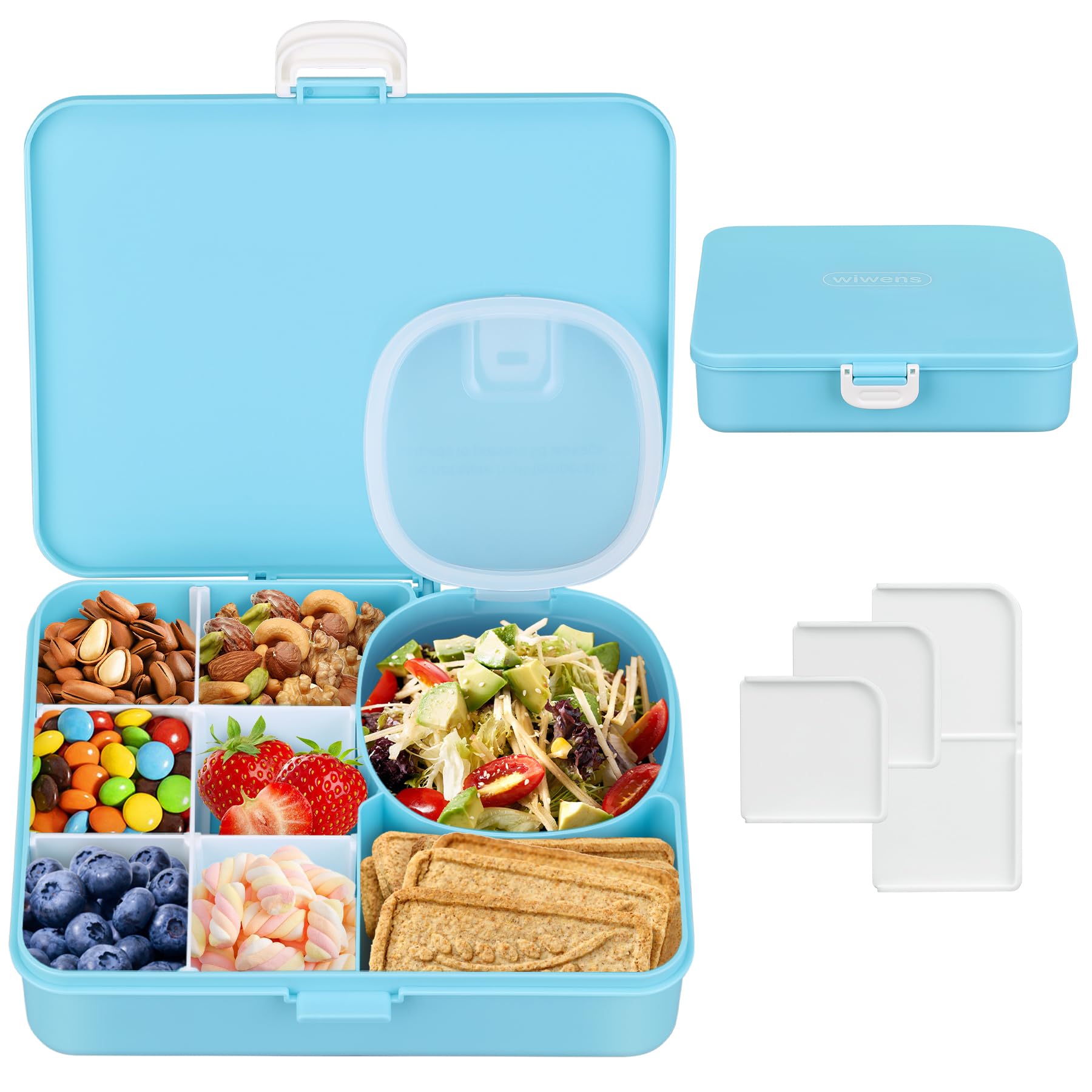 Snack Box Container for Kids Adults Reusable Snackle Box with Adjustable Dividers Airtight Snack Organizer with Compartents Toddler Bento Lunch Box Leak Proof for Office,School,Travel,Outdoor