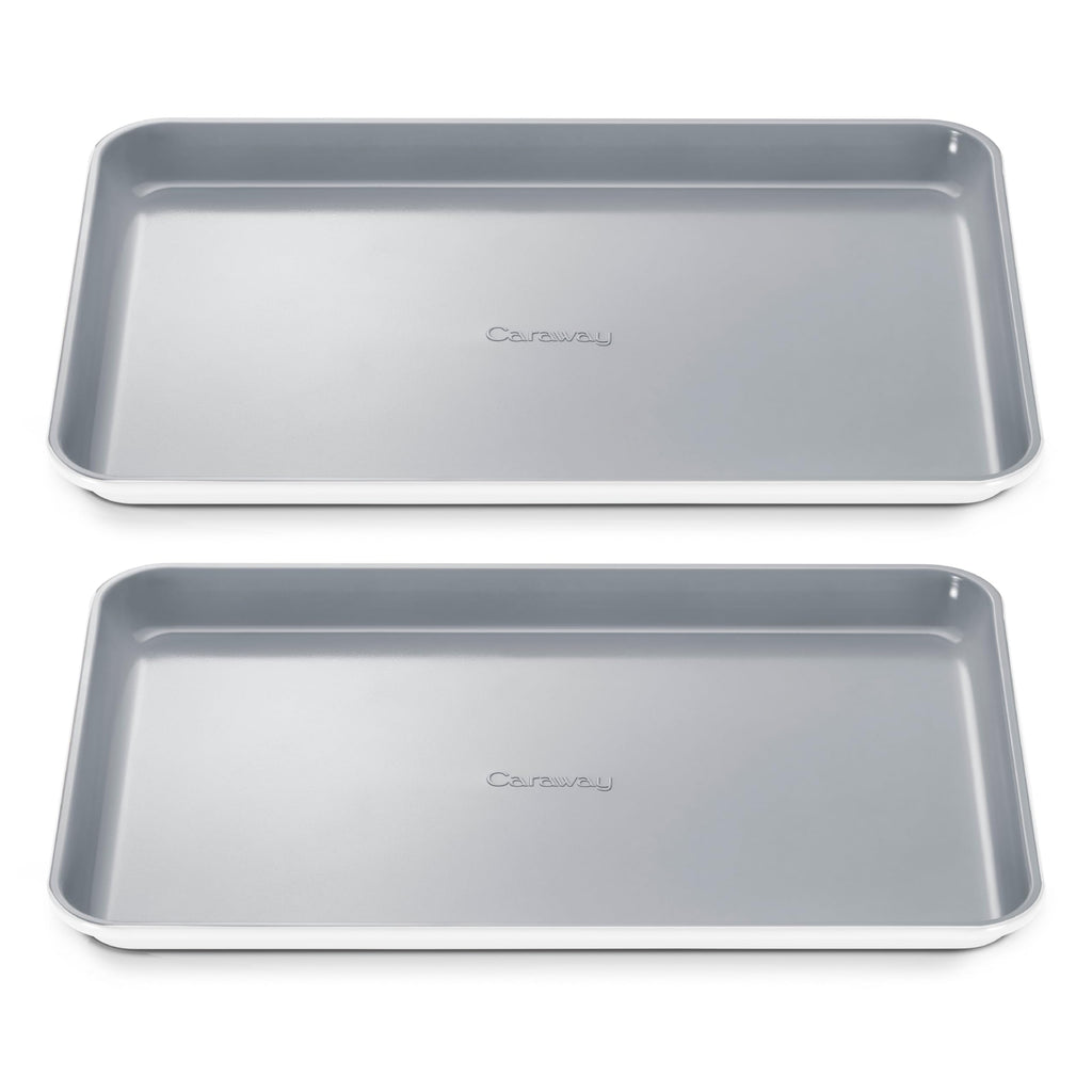 Caraway Non-Stick Ceramic Medium Baking Sheet Duo - Naturally Slick Ceramic Coating - Non-Toxic, PTFE & PFOA Free - Perfect for Baking, Roasting, and More - Medium (15" x 10") - Cream