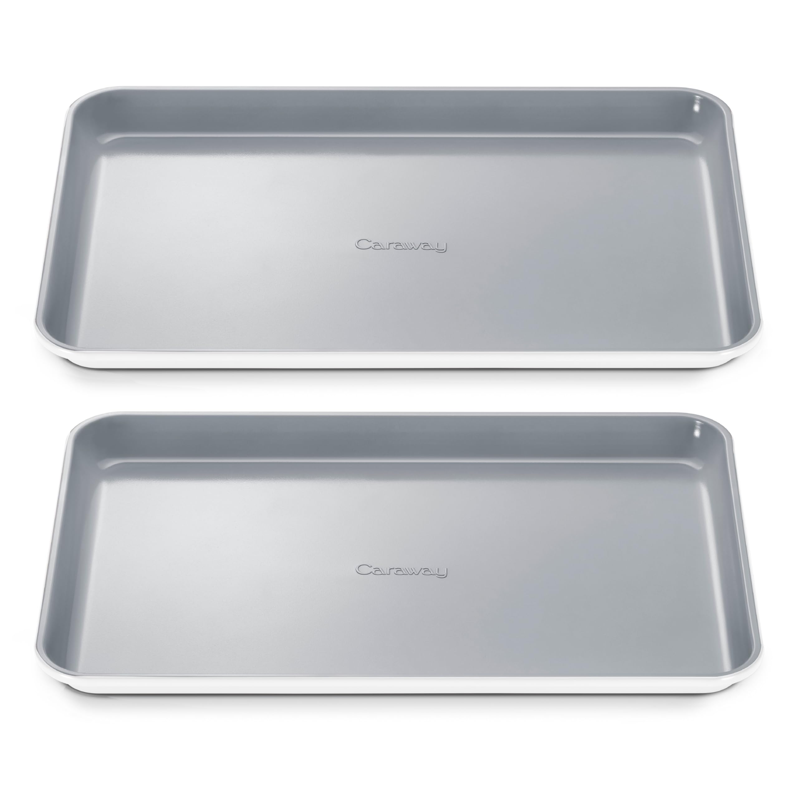 Caraway Non-Stick Ceramic Medium Baking Sheet Duo - Naturally Slick Ceramic Coating - Non-Toxic, PTFE & PFOA Free - Perfect for Baking, Roasting, and More - Medium (15" x 10") - Cream