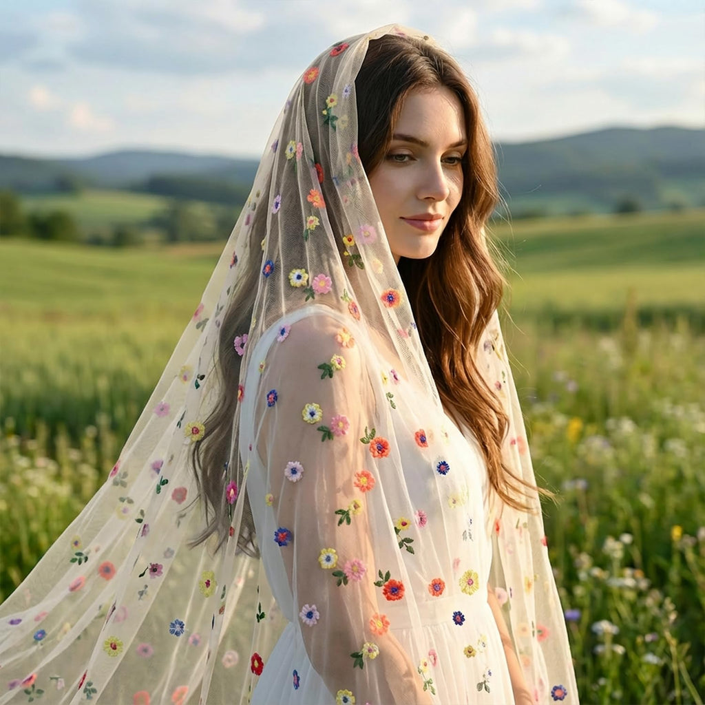 Artoid Mode Champagne Embroidery Daisy Gauze Table Runner 120 Inch 10FT, Seasonal Sheer Kitchen Dining Holiday Wedding Birthday Table Decor for Home Party