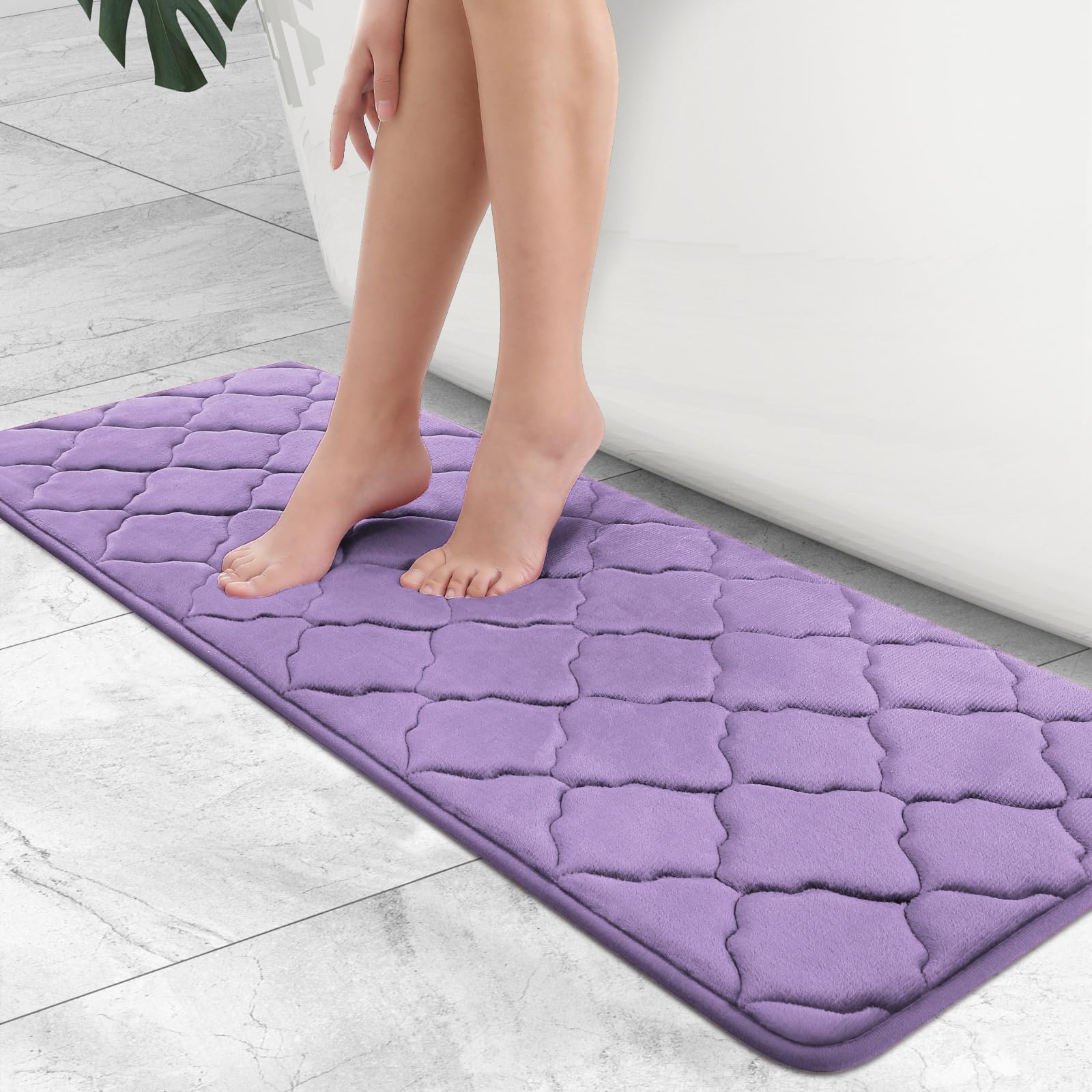 OLANLY Memory Foam Bath Mat Rug 24x16, Ultra Soft and Absorbent Bathroom Rugs, Non-Slip, Comfortable, Machine Washable Bath Carpet for Bathroom Floor, Tub, Shower and Home Decor Accessories, Black