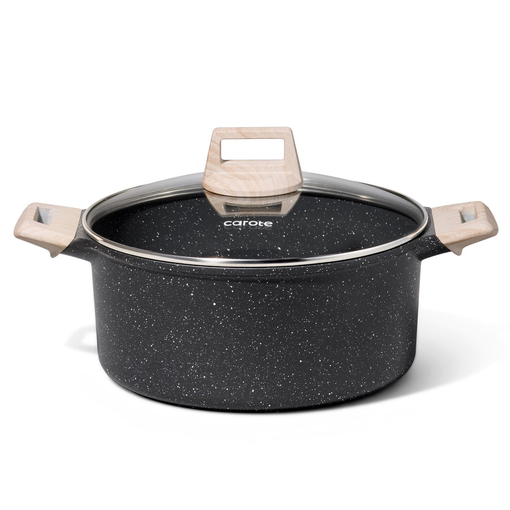 CAROTE 6 Qt Nonstick Stock Pot with Lid Soup Pot, 6 Quart Casserole with Lid, Easy to Clean Non Stick Cooking Pot Cookware PFOA Free, White Granite