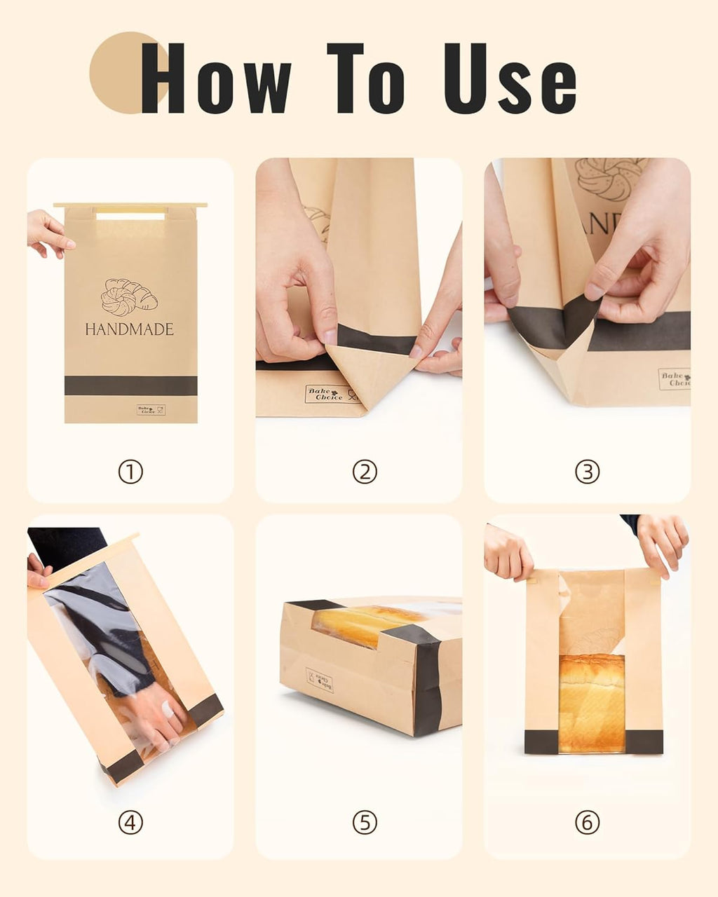 100Pcs Paper Bread Bags for Homemade Bread, 14 x 8.3 x 3.5 Inch Sourdough Bags with Tin Tie Tab Lock, Large Bread Storage Bags, Includes 126 Cute Seal Stickers