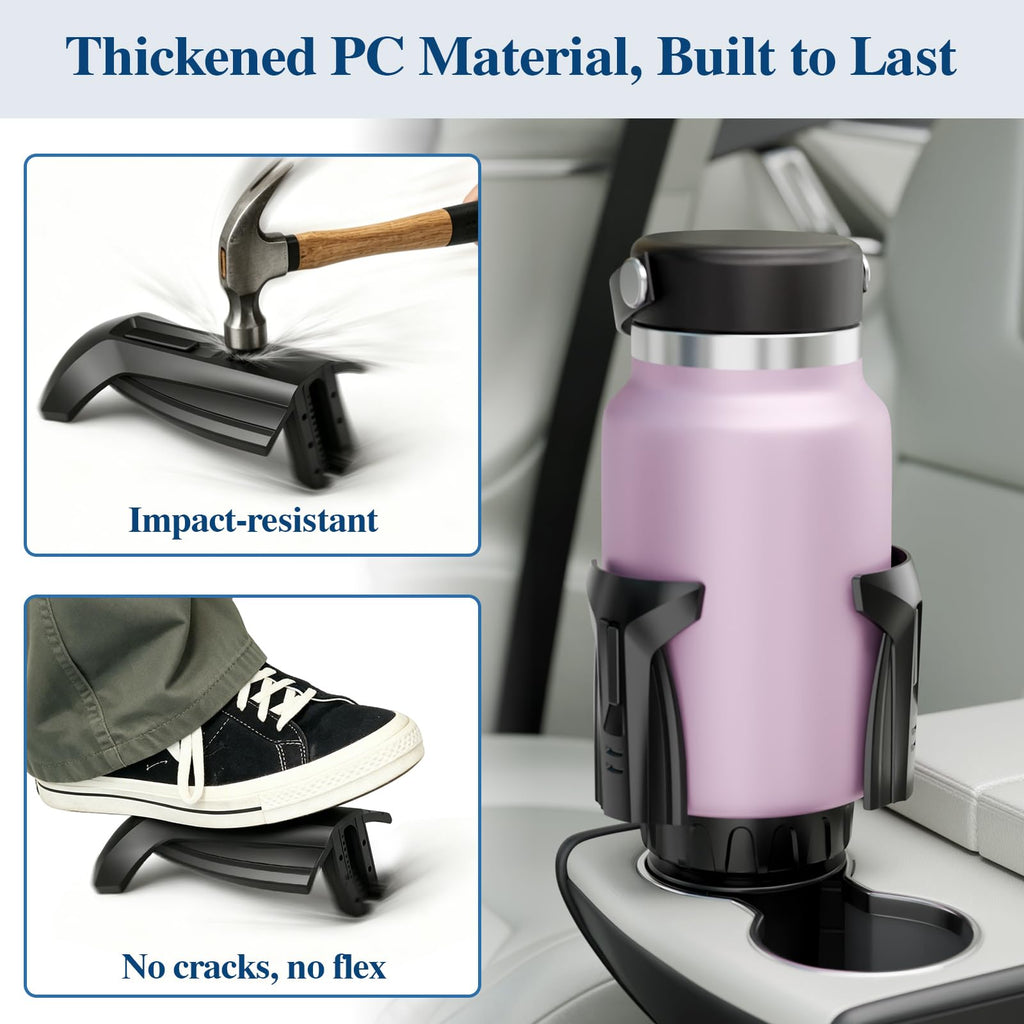 Car Cup Holder Expander, Cup Holder Extender Adapter with Expandable Arm and Adjustable Base, Compatible with Yeti Ramblers 14-64oz, Hydro Flasks 18-64oz Most Coffee Mugs Bottles & Cups