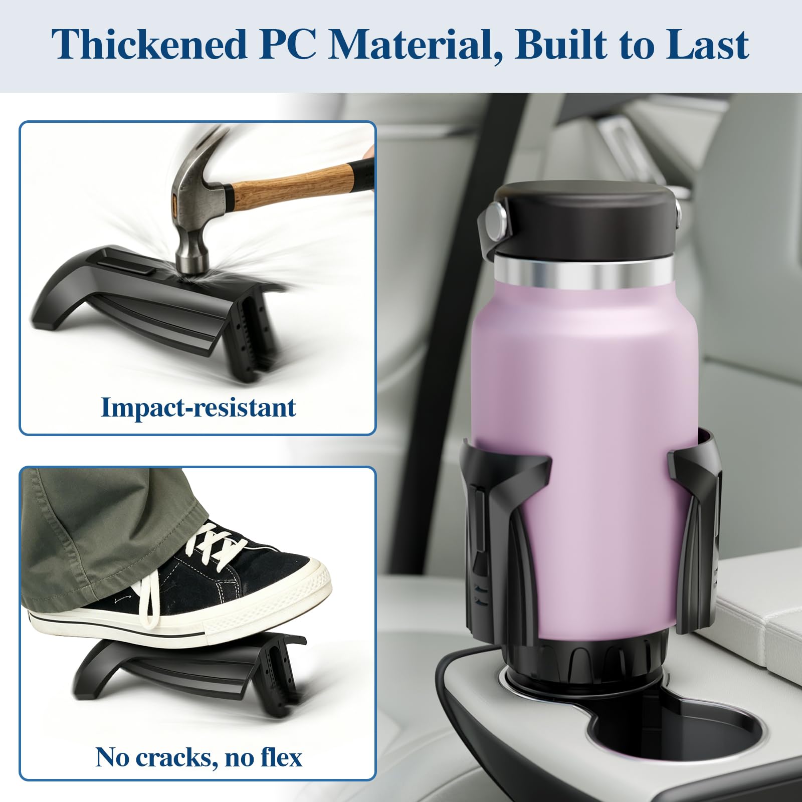 Car Cup Holder Expander, Cup Holder Extender Adapter with Expandable Arm and Adjustable Base, Compatible with Yeti Ramblers 14-64oz, Hydro Flasks 18-64oz Most Coffee Mugs Bottles & Cups