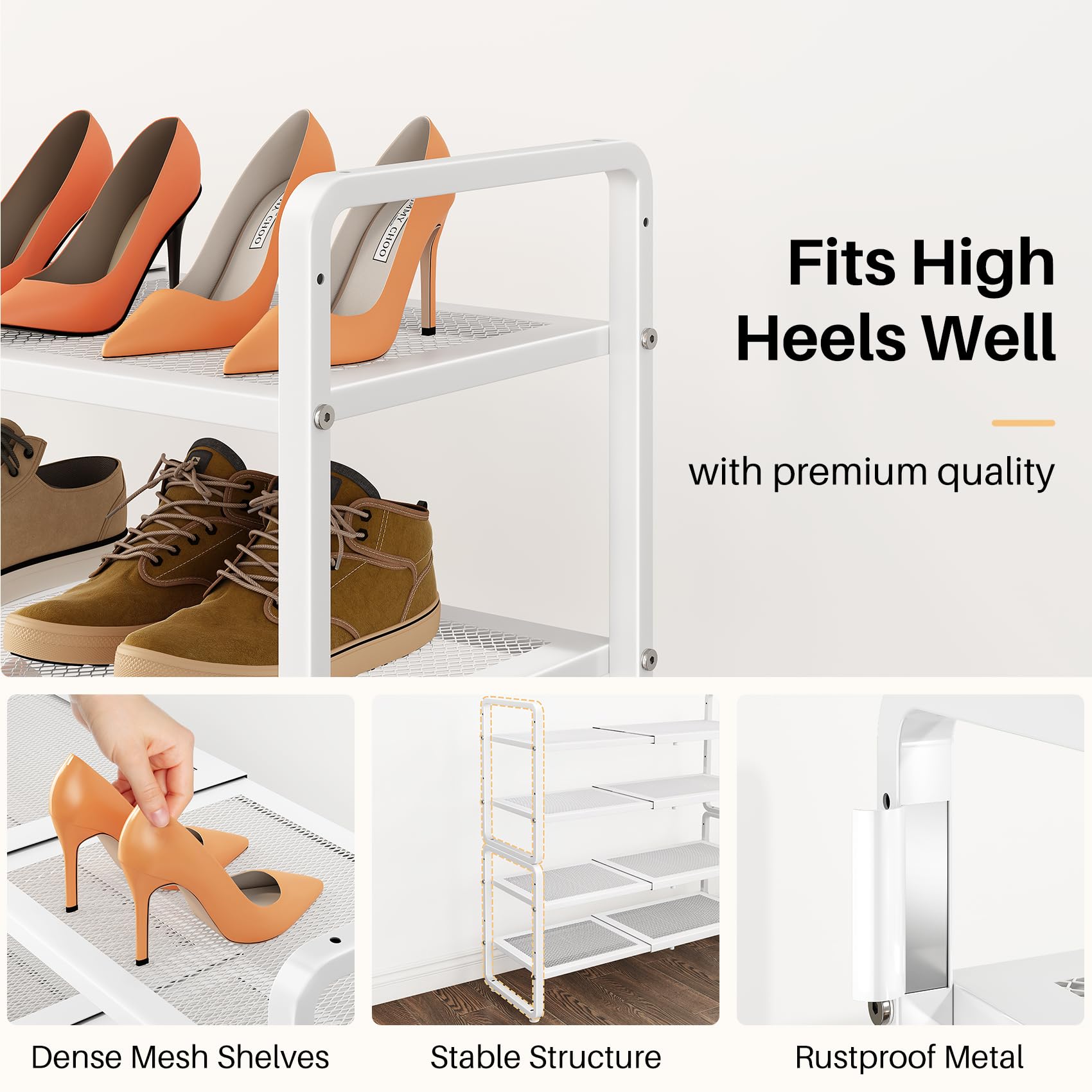 SNTD Shoe Rack - Expandable Shoe Organizer for Closet, Adjustable Metal Shoe Shelf Storage, Stackable Long Shoe Stand Holder for Garage, Entryway, Door Entrance (Black, 2-Tier)