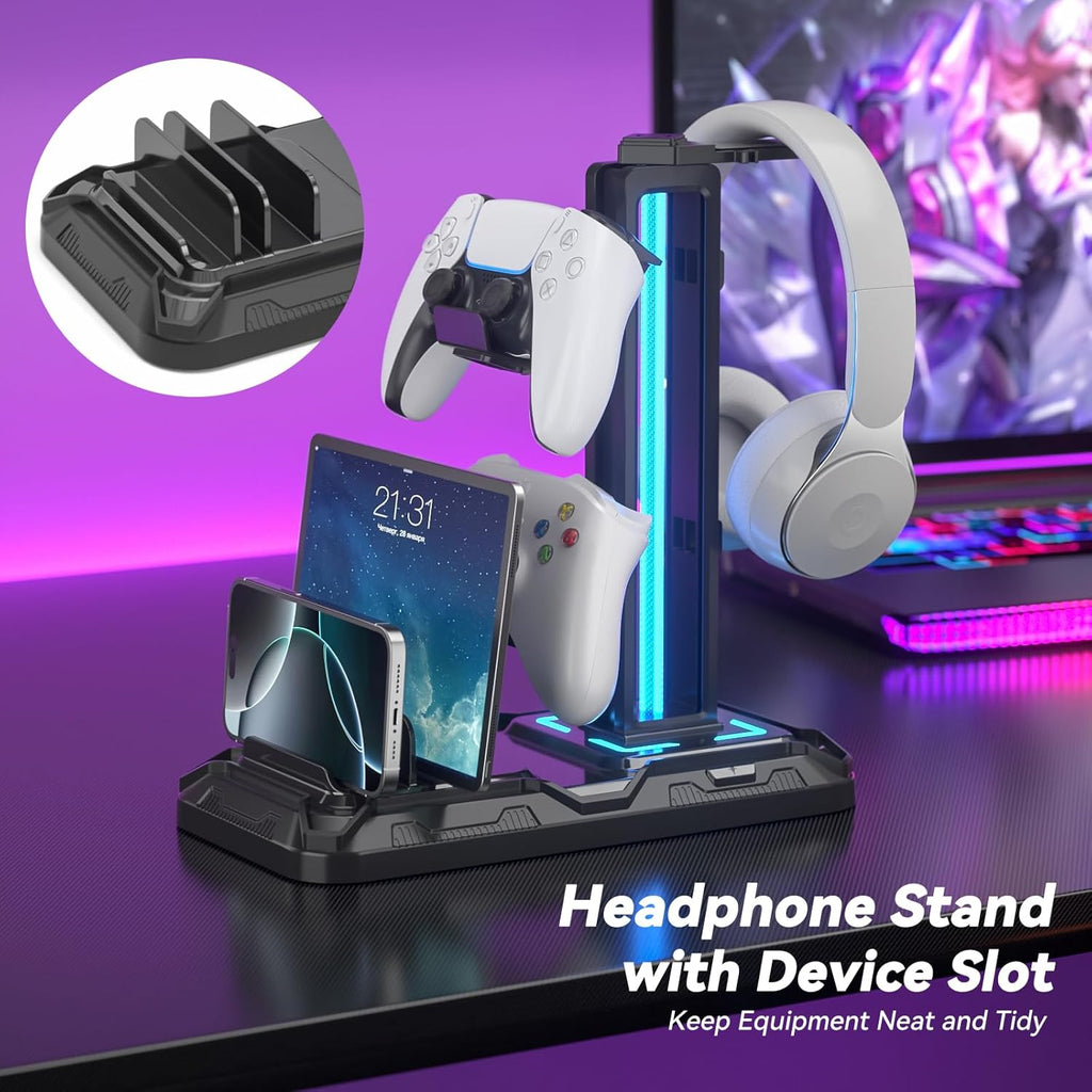 KDD Headphone Stand with Drawer - Headset, Controller Holder for Desk & Headset Stand with Phone Holder