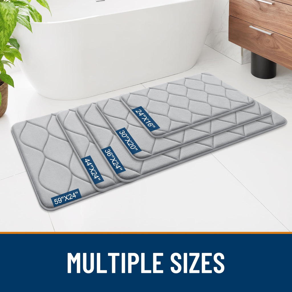 Smiry Memory Foam Bath Mat 30''x20'', Ultra Soft Non-Slip Bathroom Rug, Plush Water Absorbent Quick Dry and Machine Washable Floor Mat for Shower, Tub & Home Decor, Grey