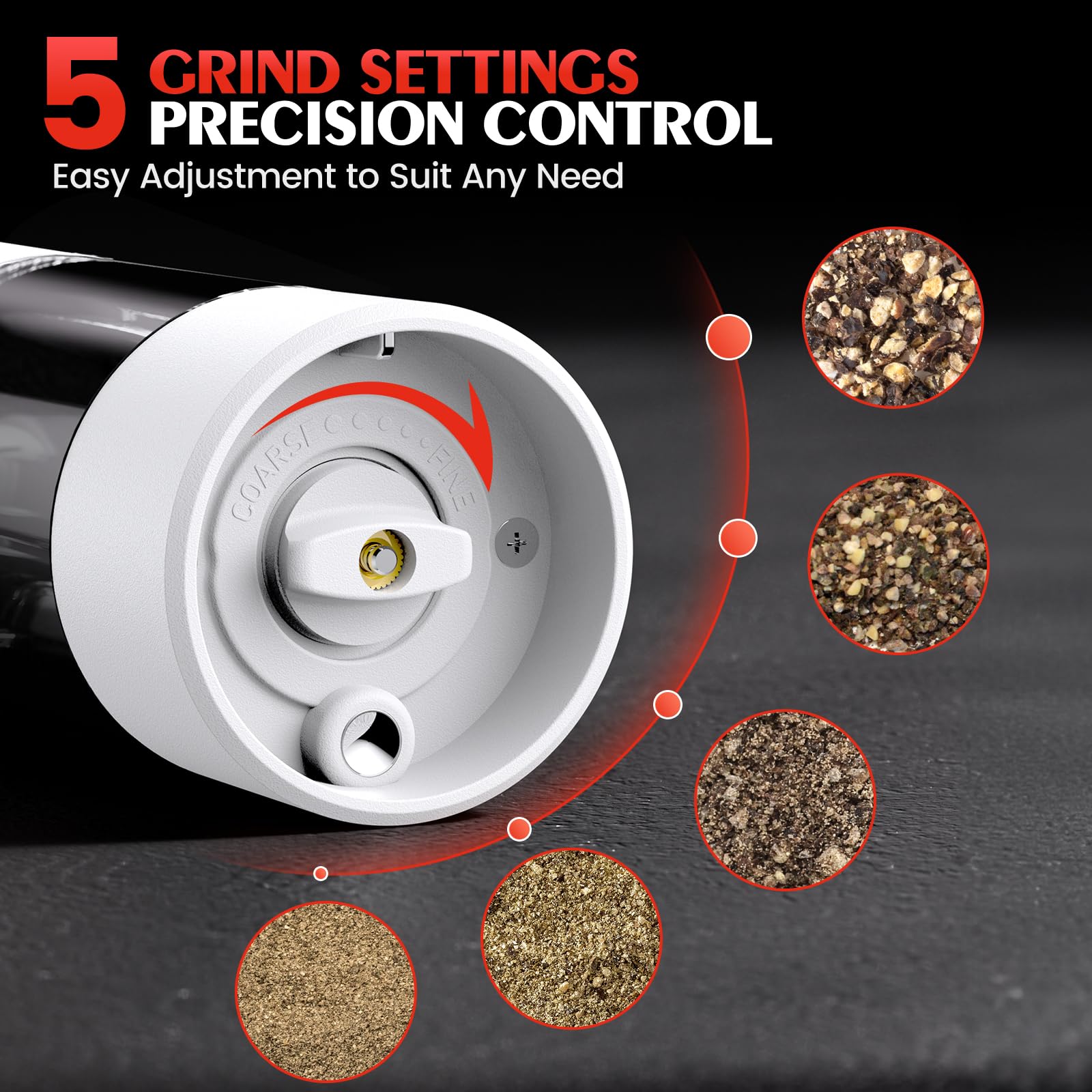 Electric Salt and Pepper Grinder Set Automatic Battery Pepper Mill Shakers Adjustable Coarseness Upgraded Larger Capacity with Led Home and Kitchen Appliances Birthday Gifts for Women Mom