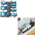 ORDORA Pots and Pans Organizer for Cabinet 16.61'' Height & Extendable Large Dish Drying Rack for Kitchen Counter