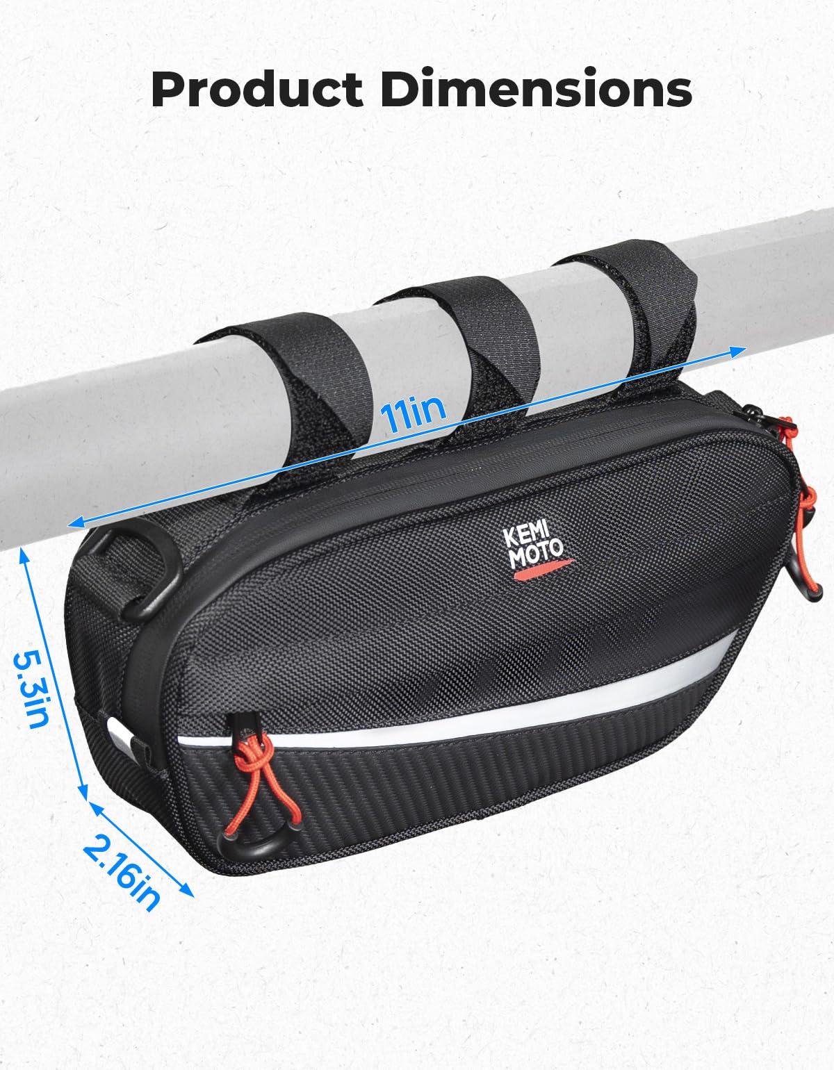 KEMIMOTO UTV Roll Cage Storage Bag Universal 1680D Grab Handle Storage Bag Dimensions 11" x 5" Side by Side Accessories Compatible with UTV, ATV, Golf Cart, Bike, Off-road Vehicle