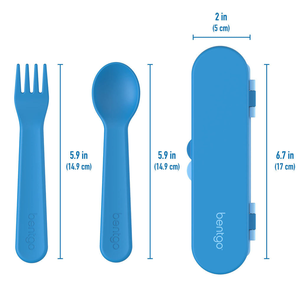 Bentgo Kids Utensil Set - Reusable Plastic Fork, Spoon & Storage Case BPA-Free Materials, Easy-Grip Handles, Dishwasher Safe Ideal for School Lunch, Travel, Outdoors (Rainbows and Butterflies)