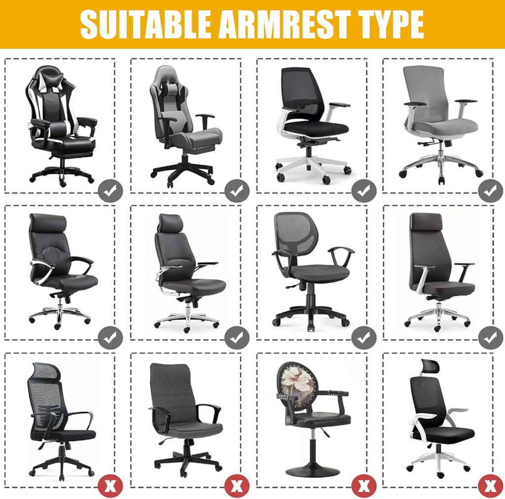 Smiry Stretch Printed Office Chair Armrest Covers, 2 Pcs Soft Fit Removable Washable Computer Desk Chair Arm Covers Protector, Black