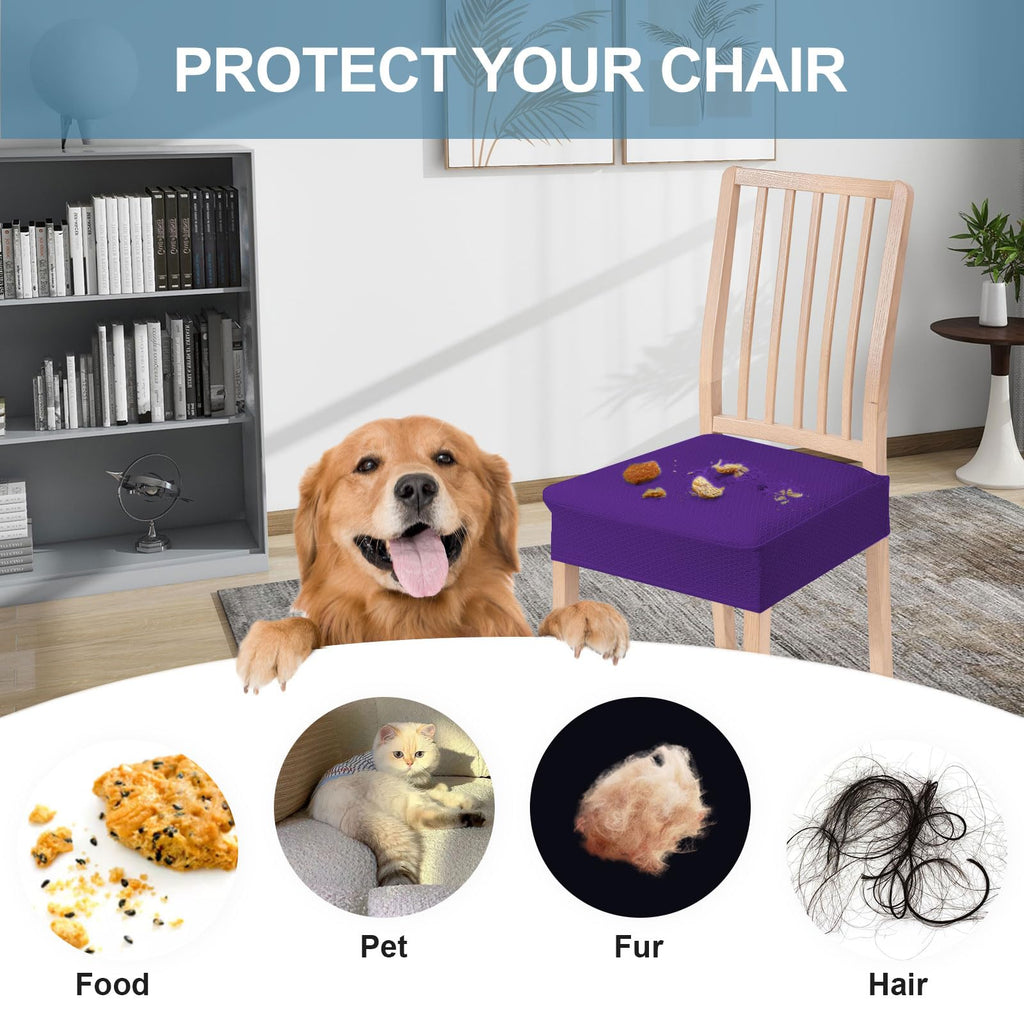 Smiry Stretch Jacquard Seat Covers for Dining Room Chairs Set of 6, Removable Washable Chair Seat Protector Slipcovers, No Rear Covers, Beige