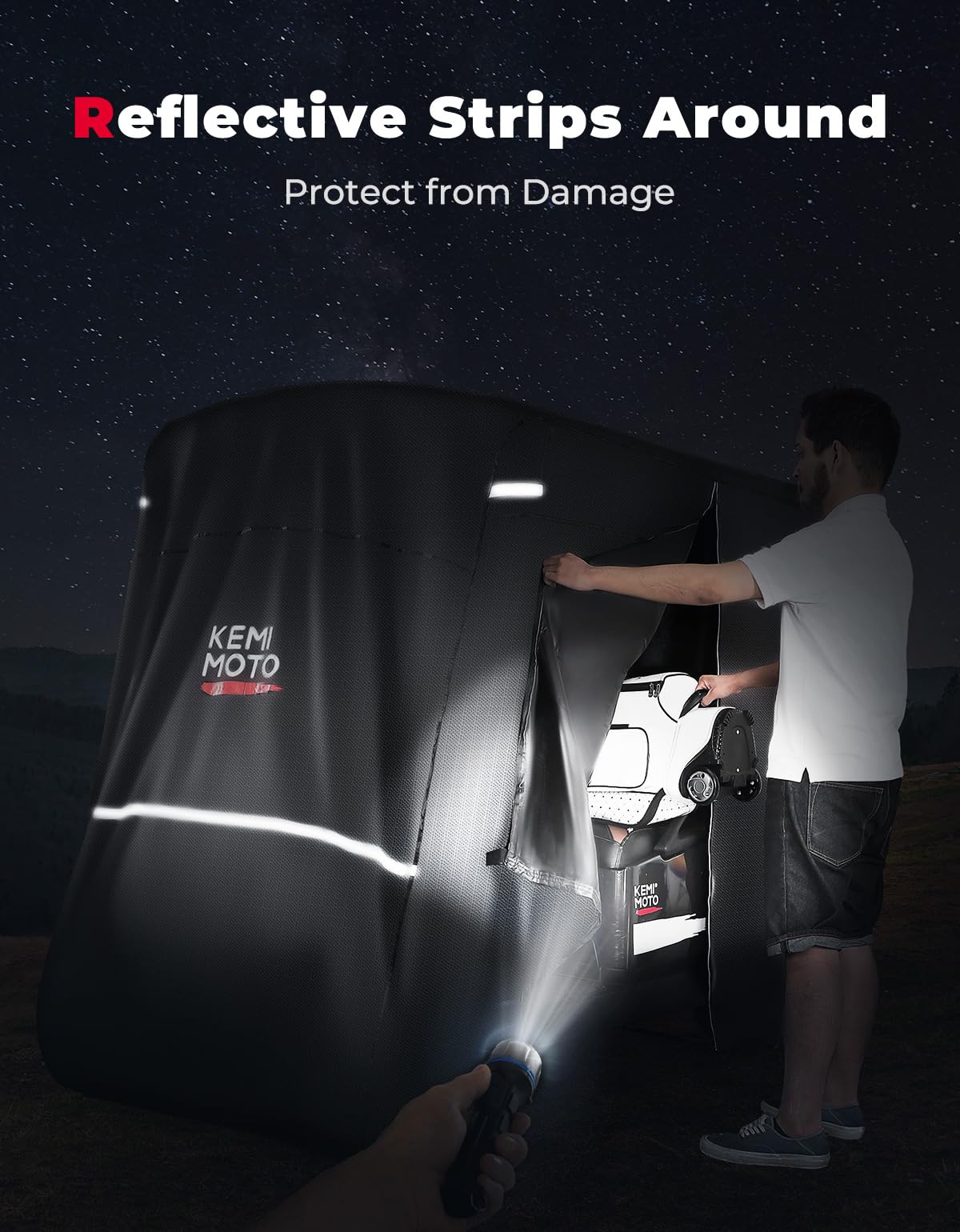 KEMIMOTO 600D Waterproof Golf Cart Cover, Universal Heavy Duty Large 6-Seater Golf Cart Rain Cover with Storage Bag Compatible with EZGO Club Car 6/4+2 Passenger, Black
