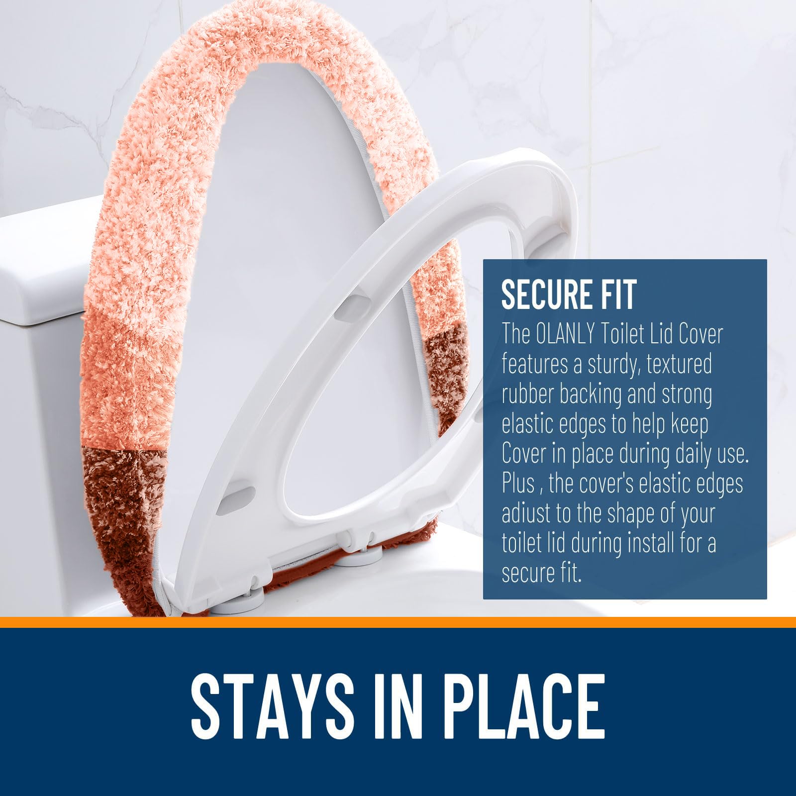 OLANLY Soft Microfiber Bathroom Toilet Lid Cover, Machine Washable Seat Covers, 17.5x15, Stays in Place Rubber Backing, Fits Most Round, Elongated and Oblong Lids, Accessories Decor, Gray